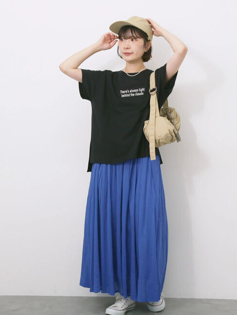 Samansa Mos2 blue「【Made in India】ボイルギャザースカート」|スカート|