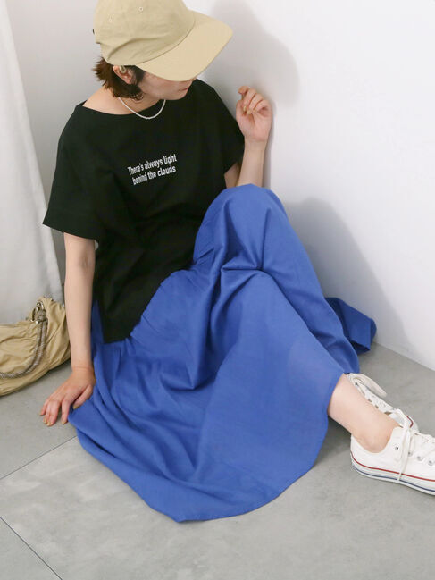 Samansa Mos2 blue「【Made in India】ボイルギャザースカート」|スカート|