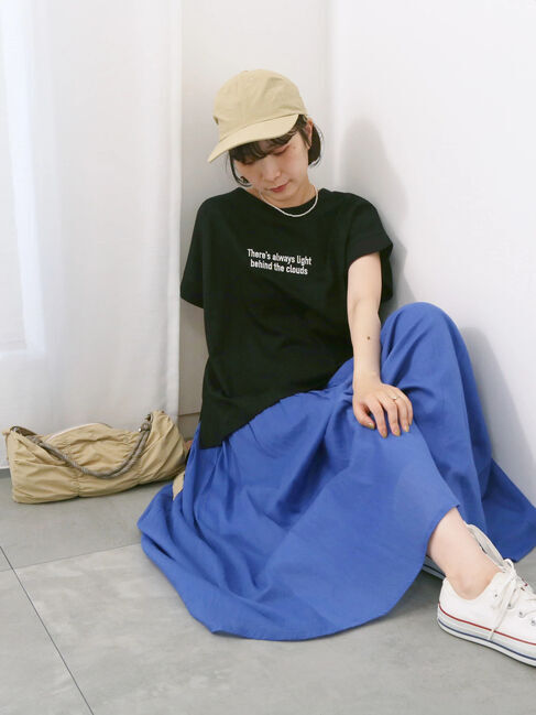 Samansa Mos2 blue「【Made in India】ボイルギャザースカート」|スカート|