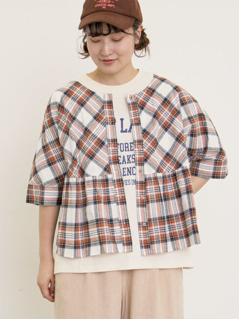 Samansa Mos2「◎チェック柄前後2WAYブラウス」|シャツ・ブラウス|オフホワイト