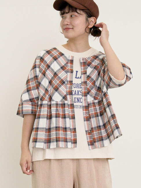 Samansa Mos2「◎チェック柄前後2WAYブラウス」|シャツ・ブラウス|