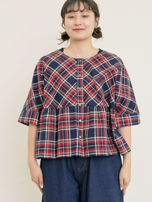 Samansa Mos2「◎チェック柄前後2WAYブラウス」|シャツ・ブラウス|