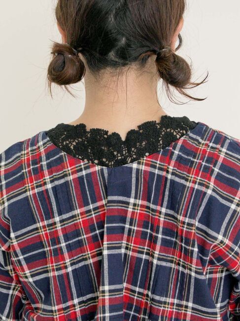 Samansa Mos2「◎チェック柄前後2WAYブラウス」|シャツ・ブラウス|