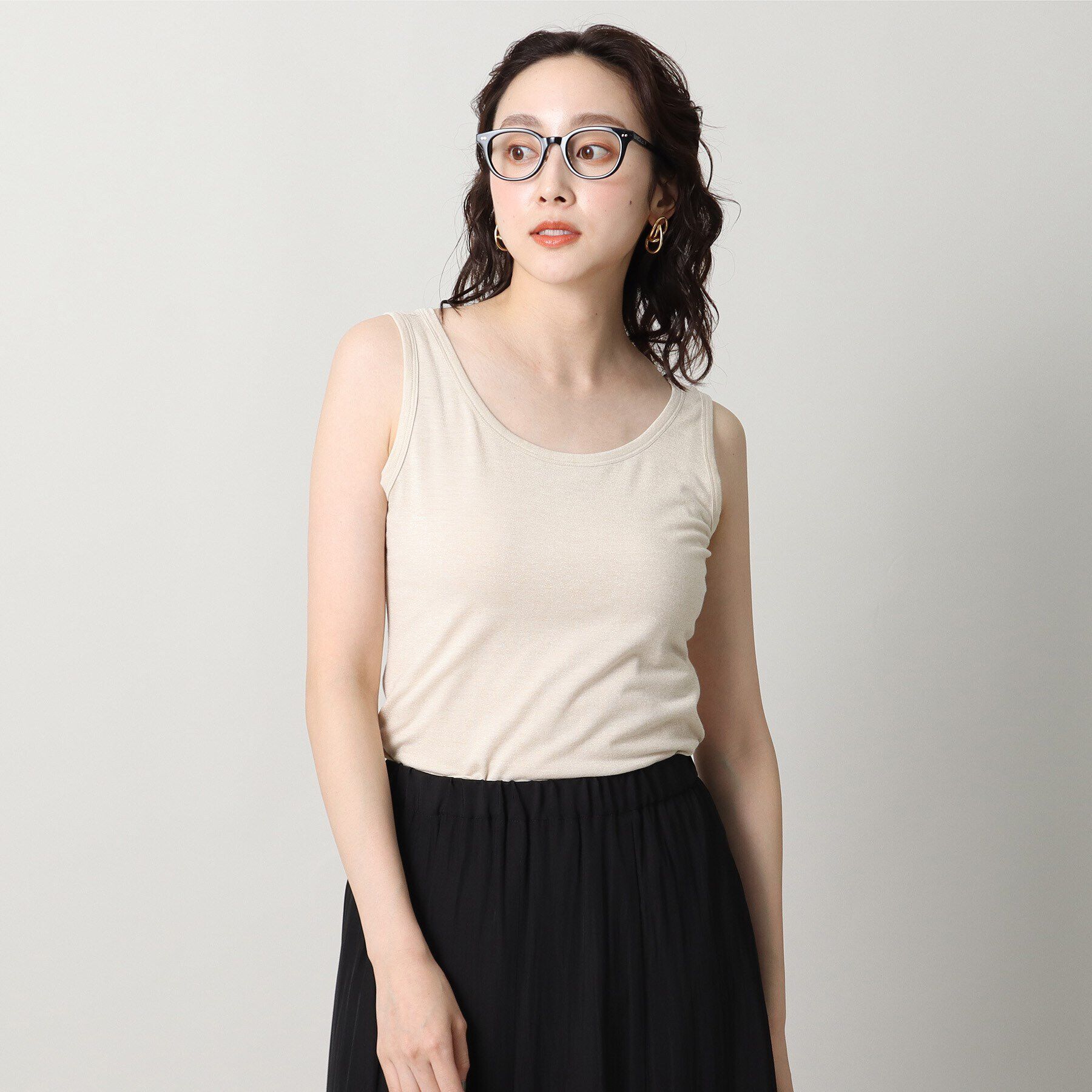 UNTITLED「リーベルラメベア天竺プルオーバファブリック」|キャミソール|ベージュ(052)