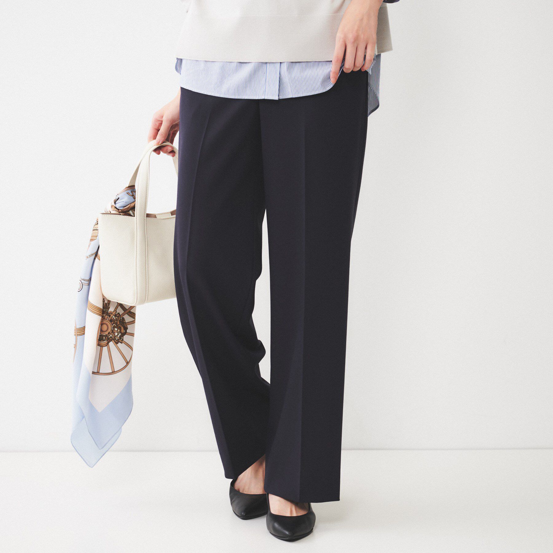 UNTITLED「【後ろウエストゴム/きれいめ】ストレッチ ワイドパンツ」|その他|