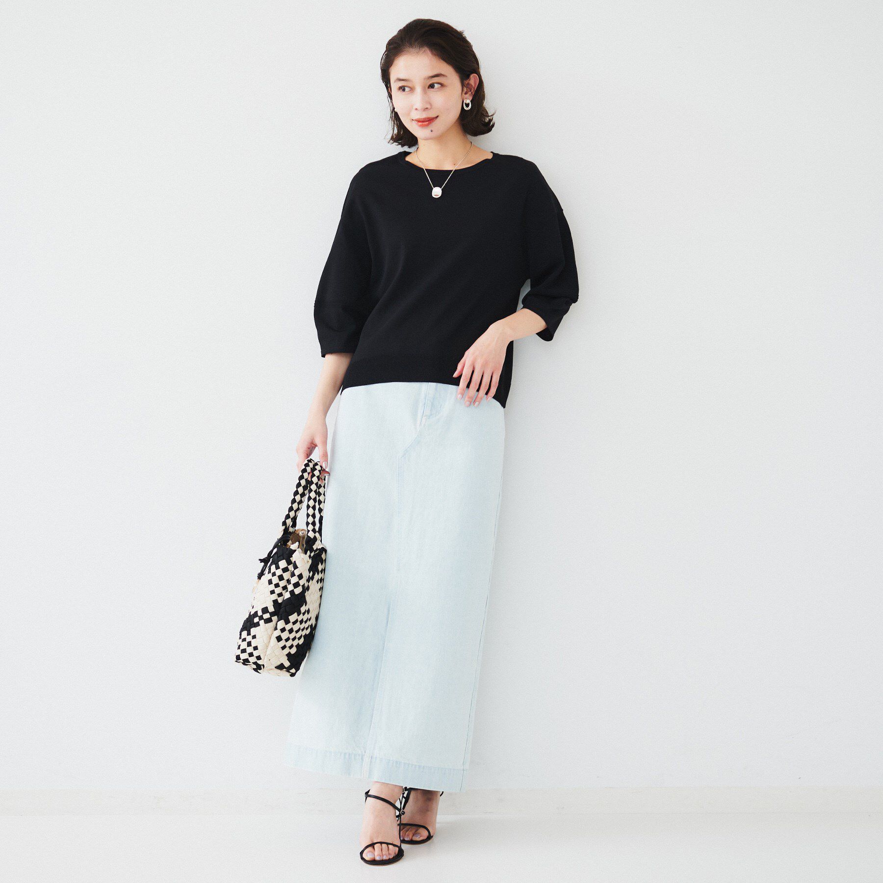 UNTITLED「【袖コンシャス/着映え/六分袖】ランタンスリーブニット」|ニット・セーター|