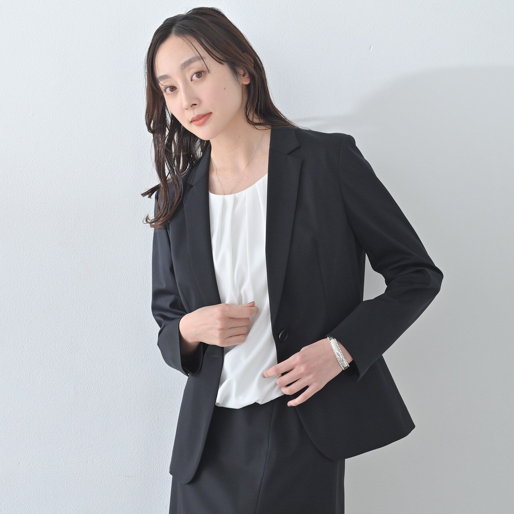 UNTITLED「【UV/接触冷感/スーツ】ジャージテーラードジャケット」|テーラードジャケット|ブラック(019)