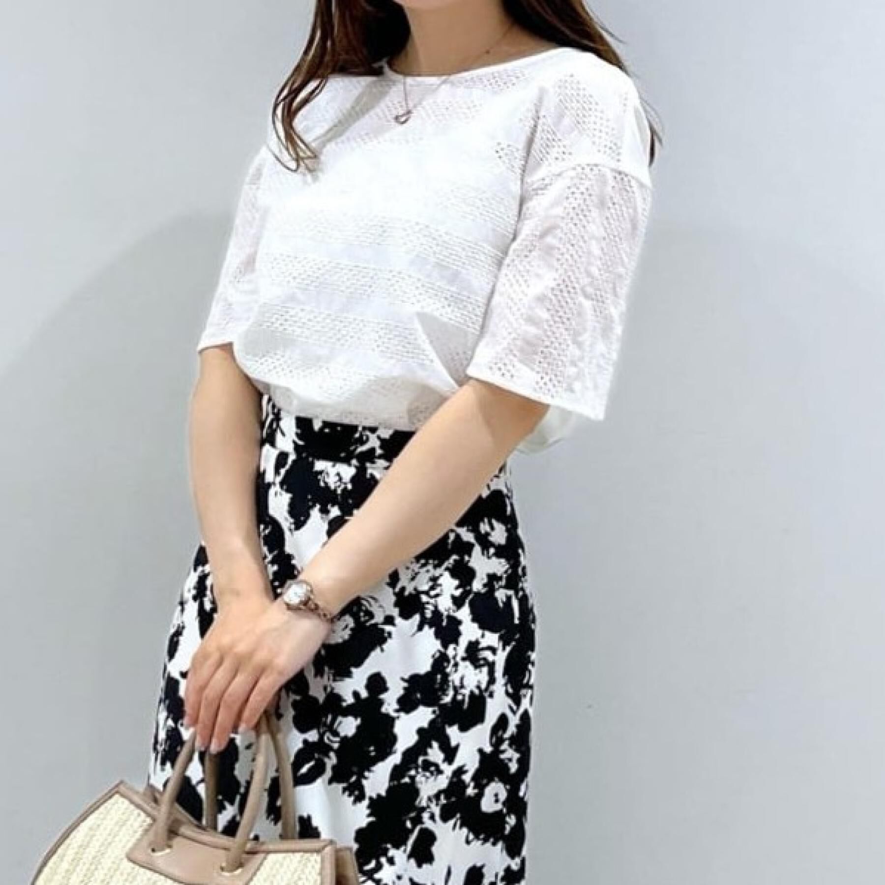 COUP DE CHANCE「【手洗い可／日本製】ジオメボーダーレースカットソー」|Tシャツ・カットソー|