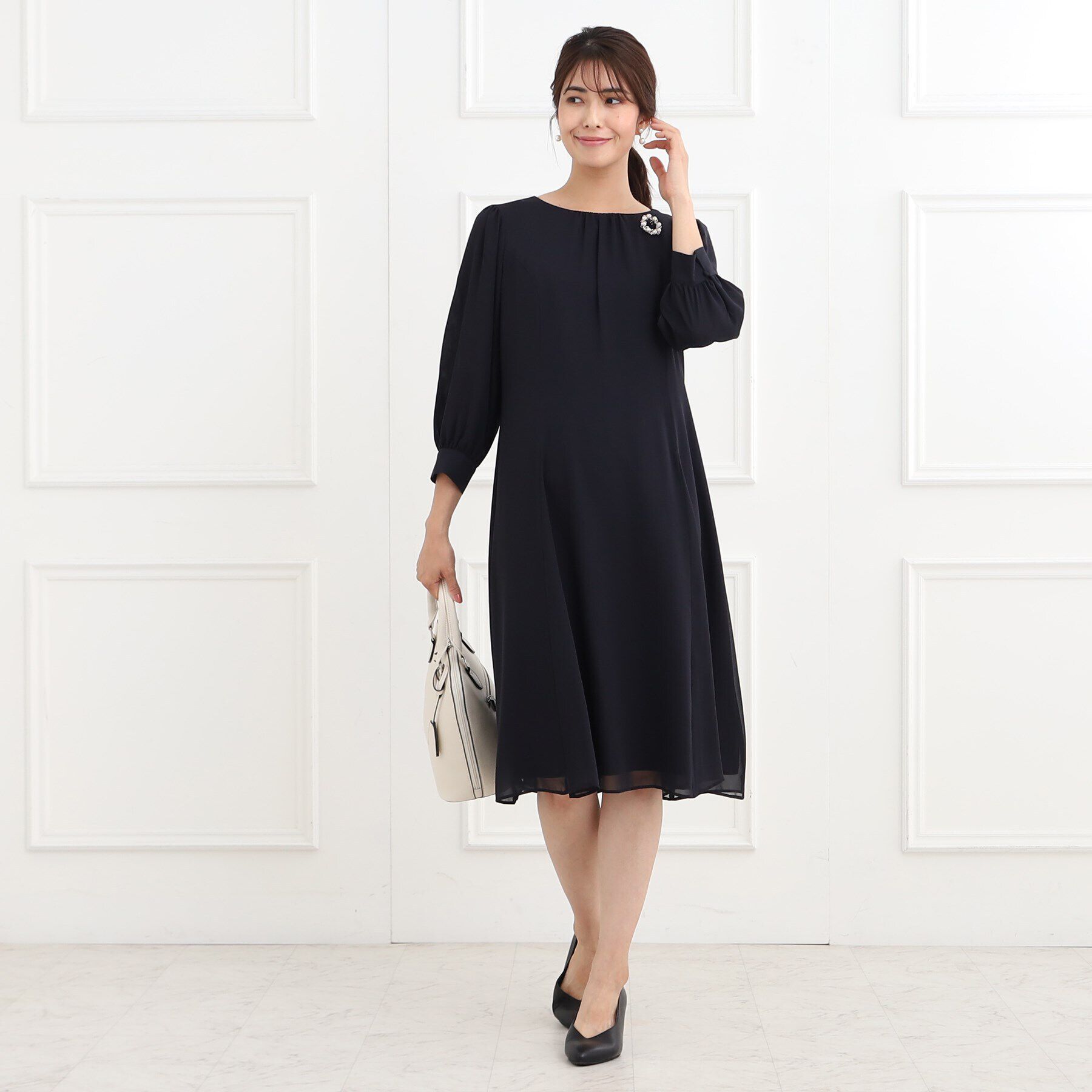 Reflect「【フォーマル/洗える】フィット＆フレアジョーゼットワンピース」|ワンピース|