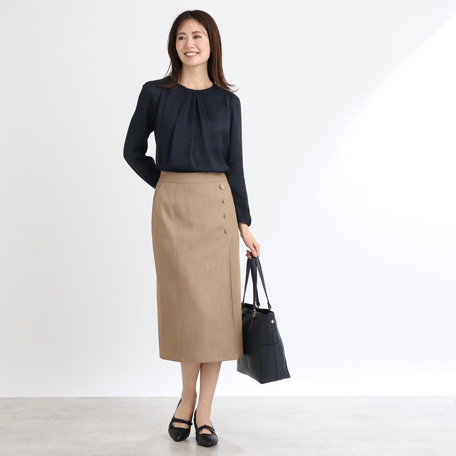 Reflect「【手洗い可】シアーシャドーストライプブラウス」|シャツ・ブラウス|