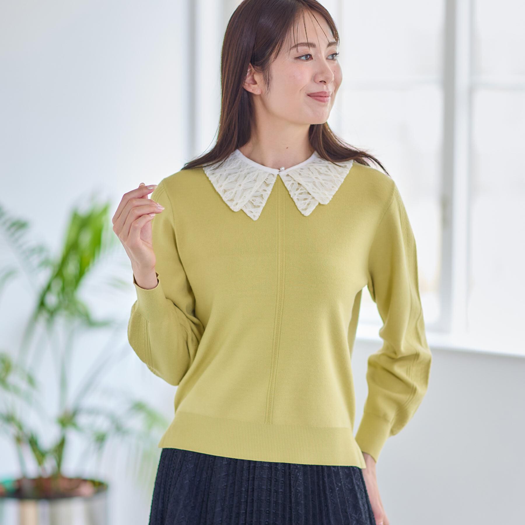 Reflect「【コーディネートのポイントに◎】パール調ボタン&times;レース付け衿」|その他|