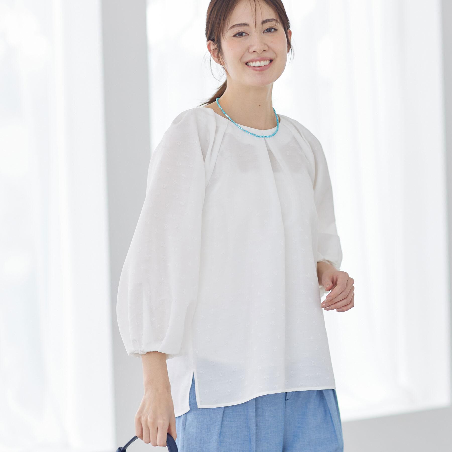 Reflect「ボリュームスリーブサテンジャカードブラウス」|シャツ・ブラウス|