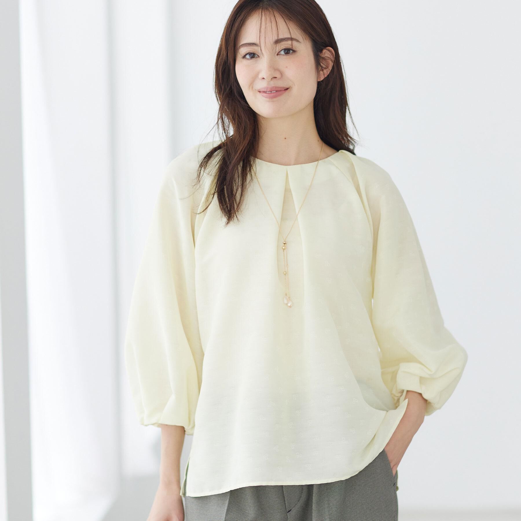 Reflect「ボリュームスリーブサテンジャカードブラウス」|シャツ・ブラウス|