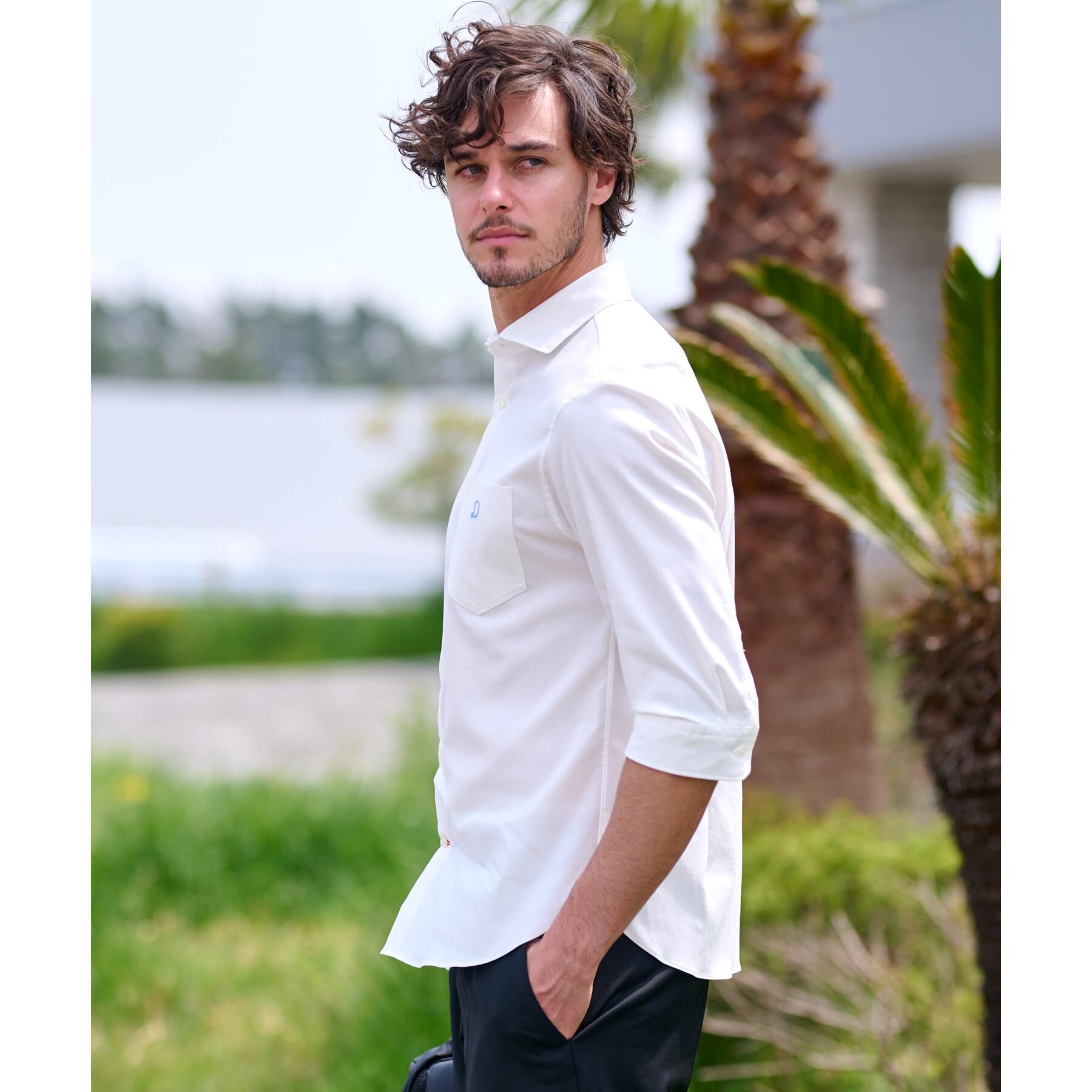 DRESSTERIOR「リネン混スリークオーターシャツ」|シャツ・ブラウス|