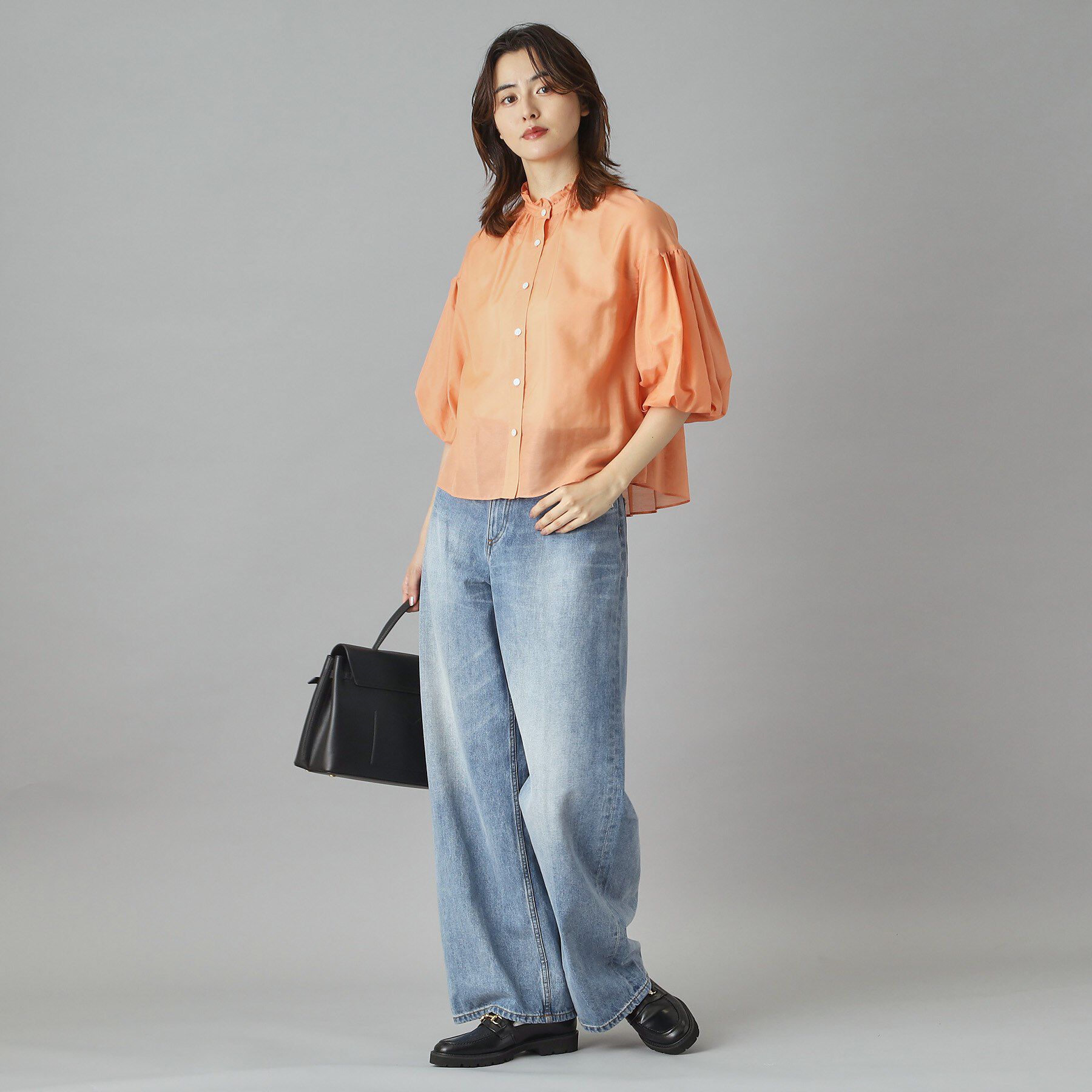 DRESSTERIOR「【洗える】スタンドフリルボリュームスリーブブラウス」|シャツ・ブラウス|