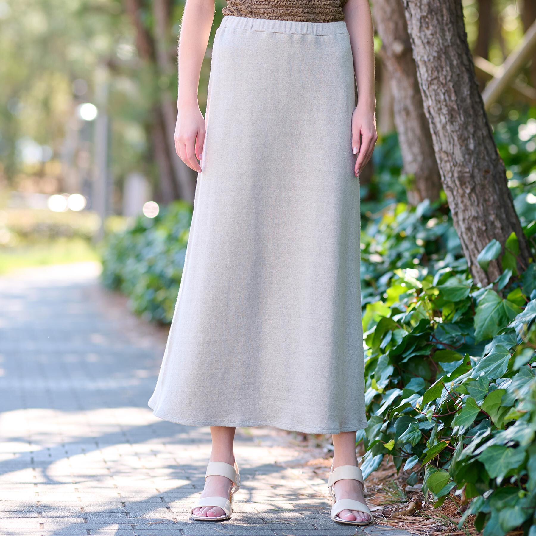 DRESSTERIOR「【洗える/ウエストゴム/セットアップ可】リネン裏毛スカート」|スカート|