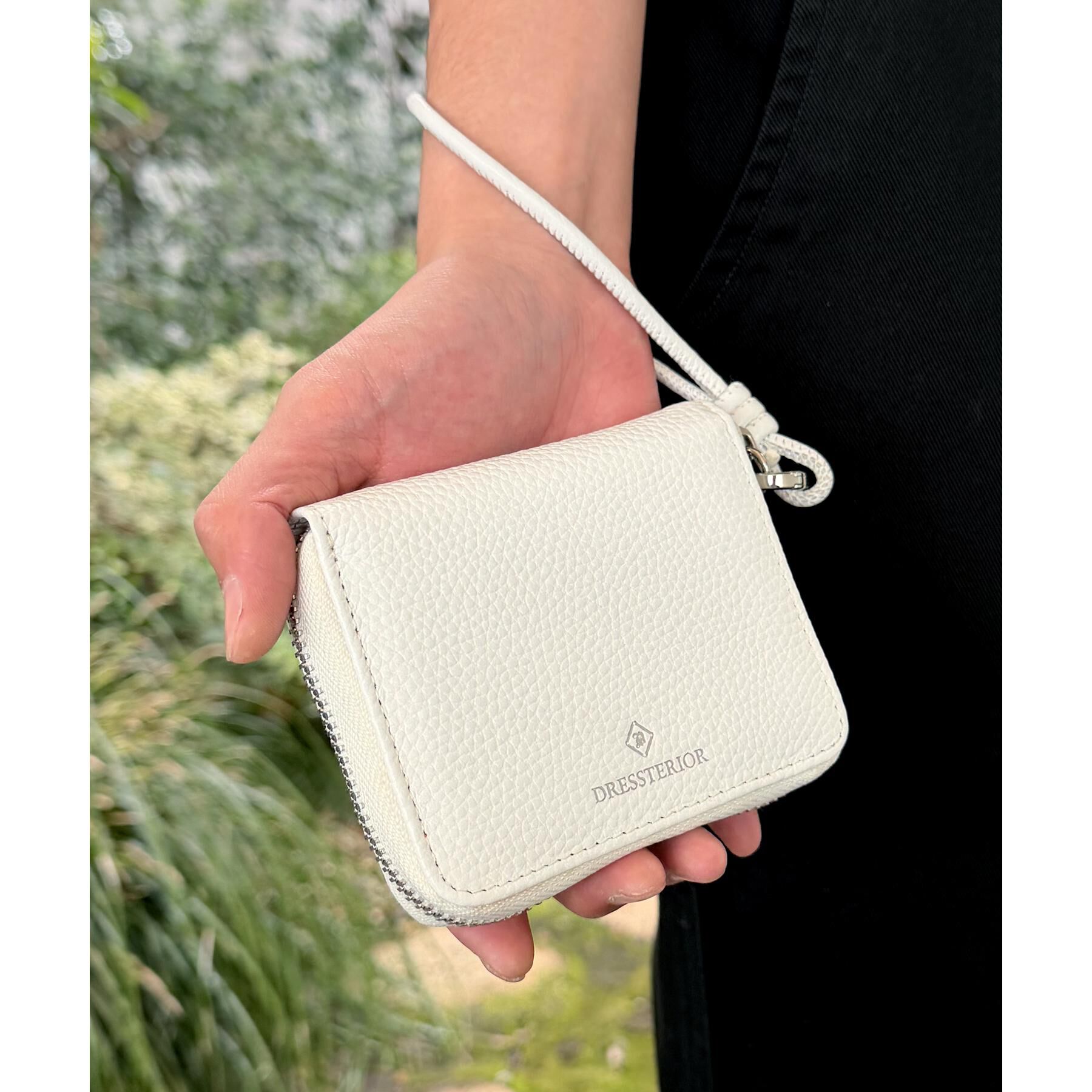 DRESSTERIOR「【本革】リアルレザー ハンドストラップ ミニウォレット」|財布|ホワイト(001)