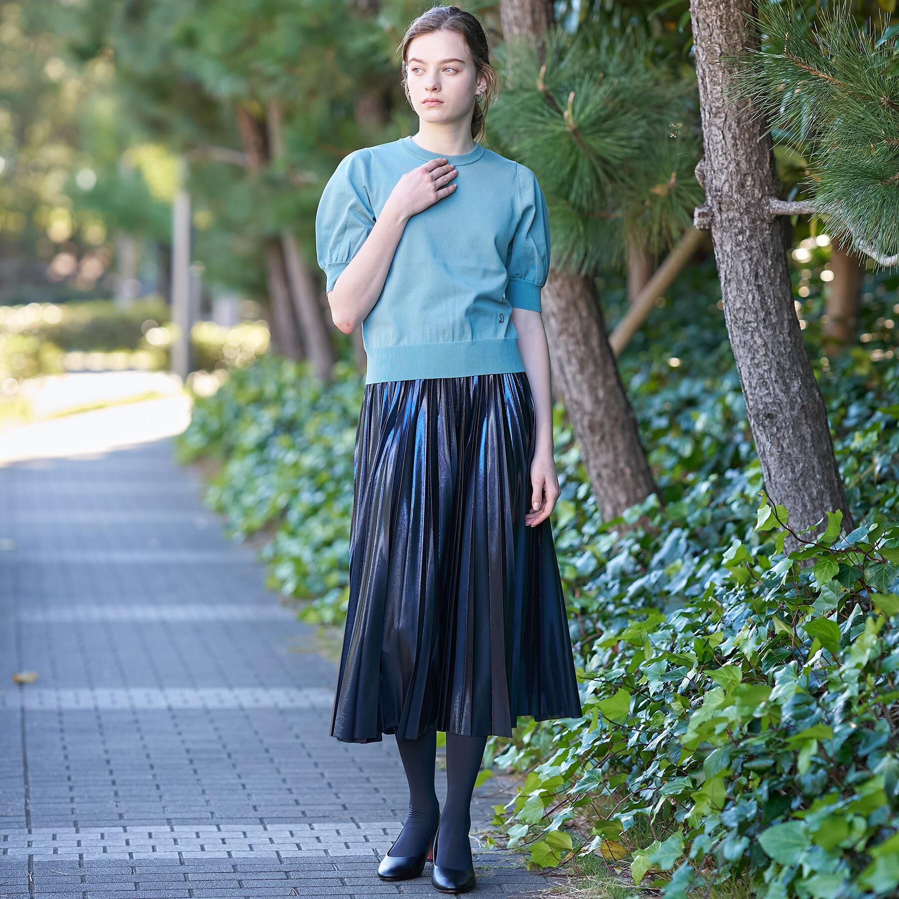 DRESSTERIOR「【洗える/ストレッチ性/オンオフ】箔プリントプリーツスカート」|スカート|