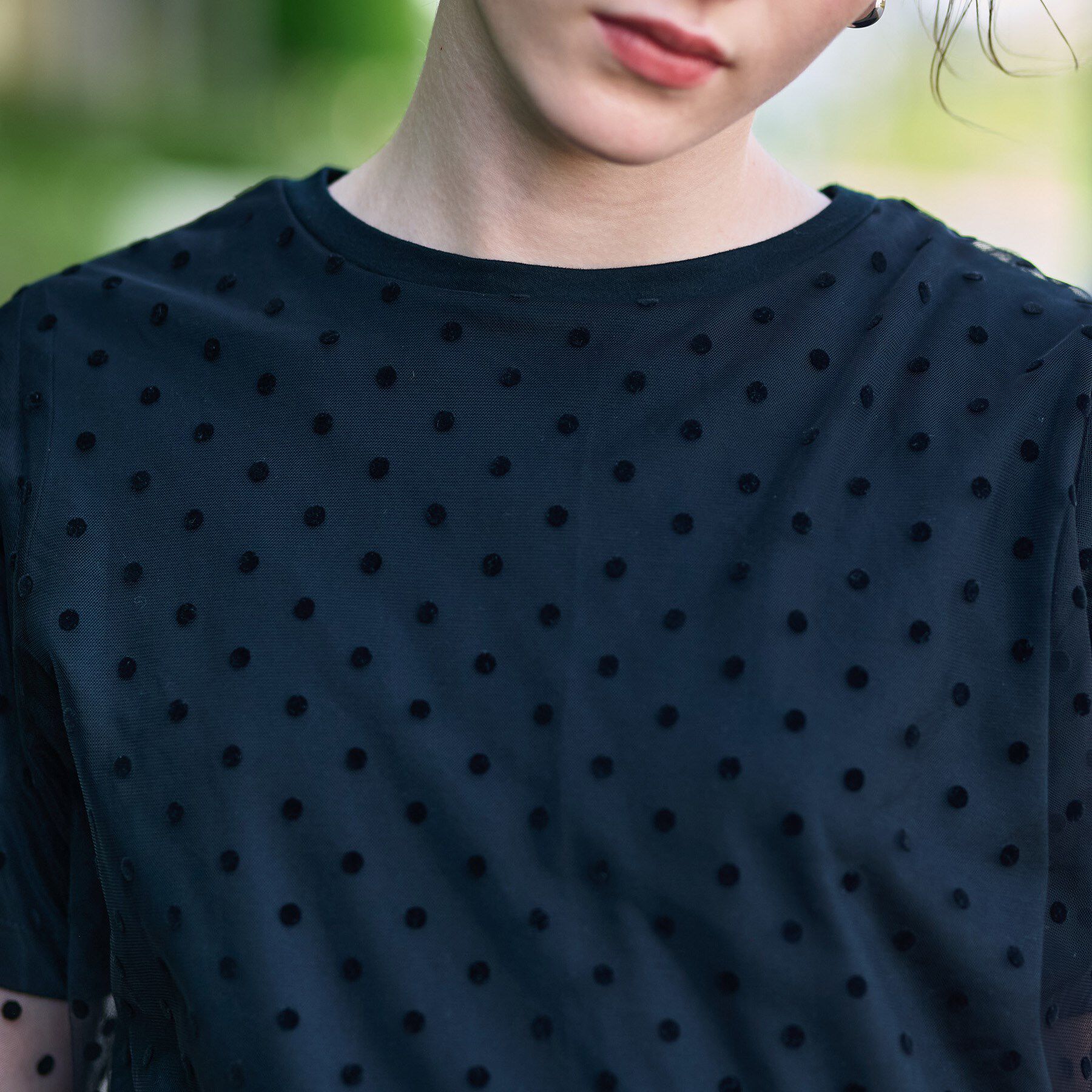 DRESSTERIOR「【洗える／シアー素材】ドットチュールレイヤードTシャツ」|Tシャツ・カットソー|