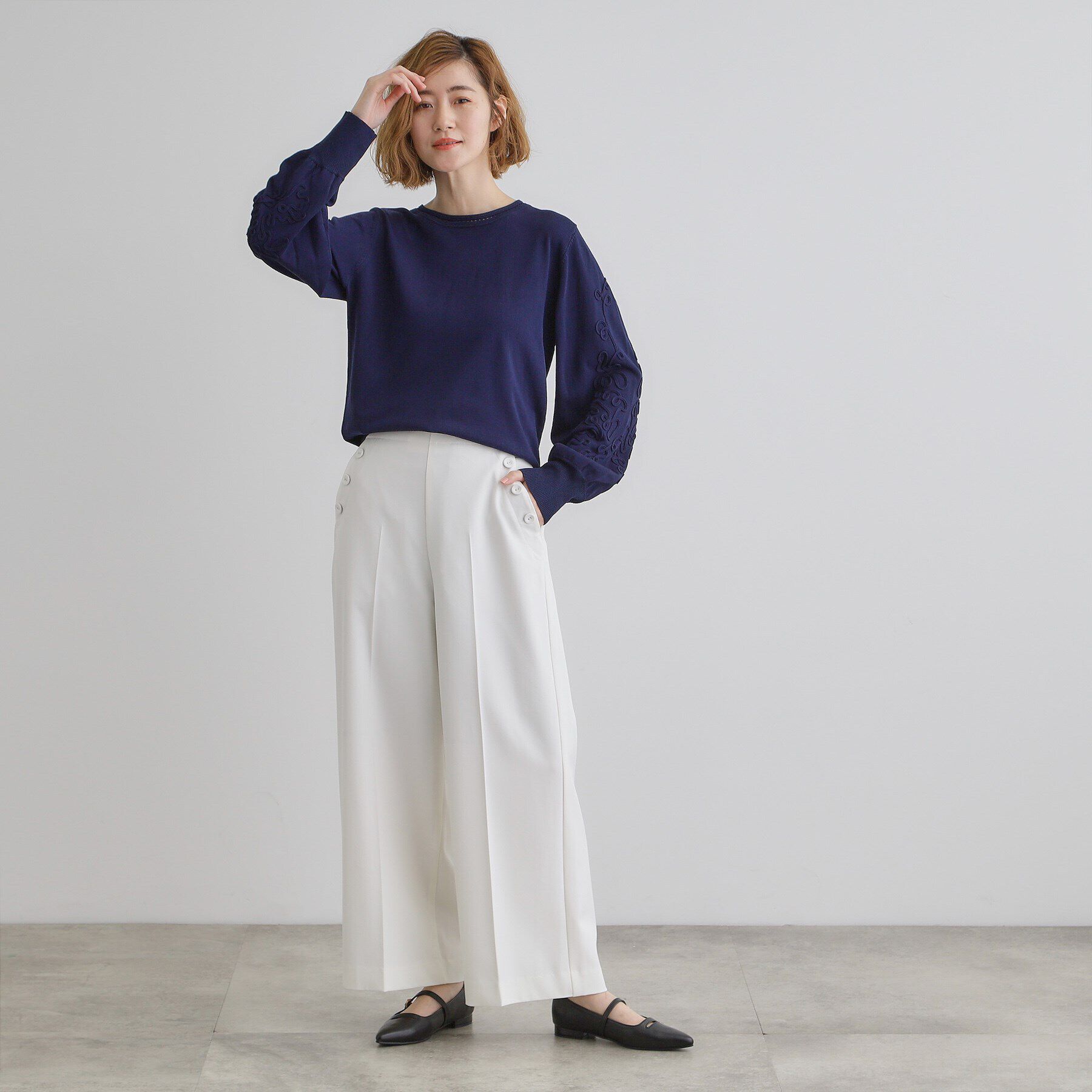 grove「袖コード刺繍ニットプルオーバー」|ニット・セーター|