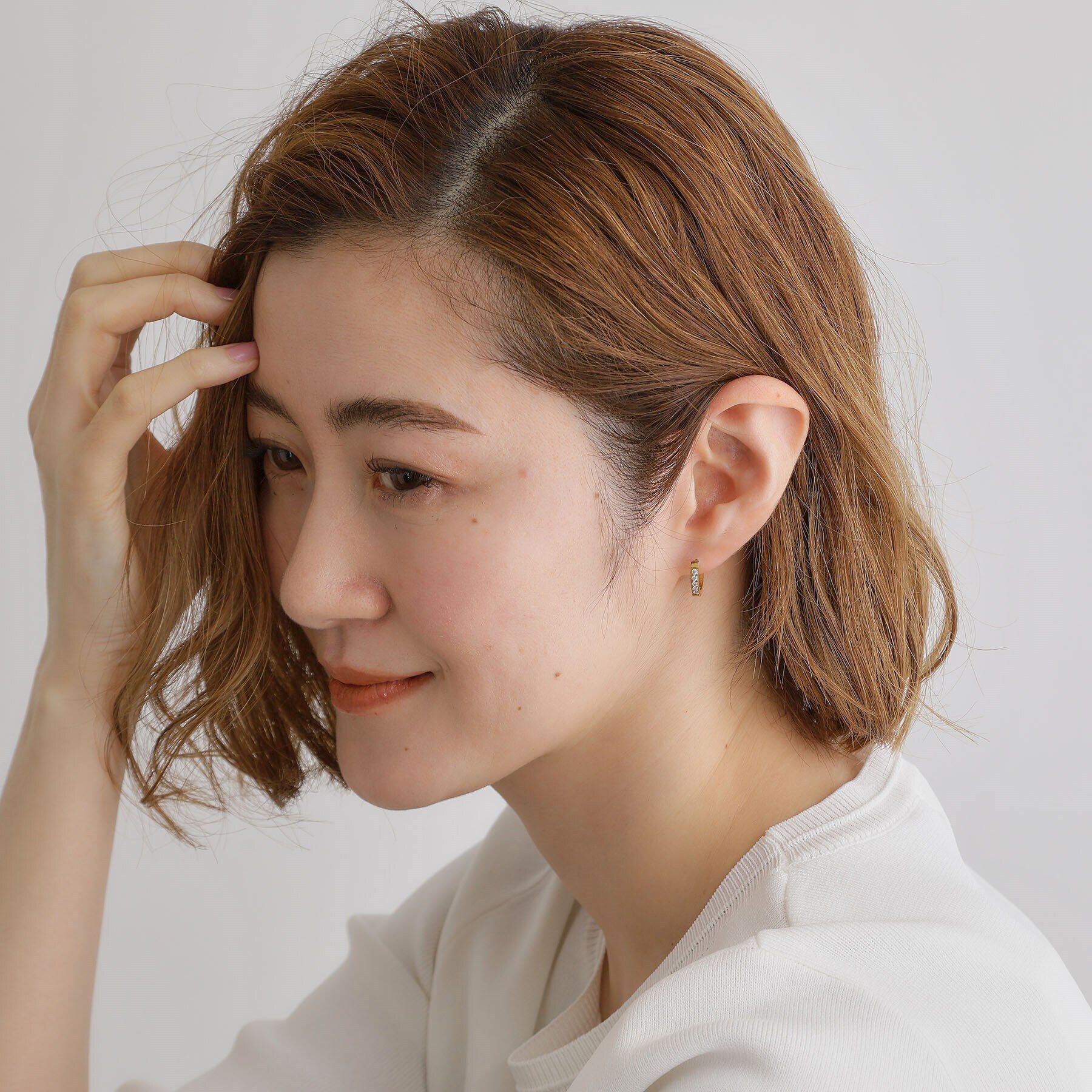 grove「【ステンレス】メタルビジューフープピアス」|ピアス|