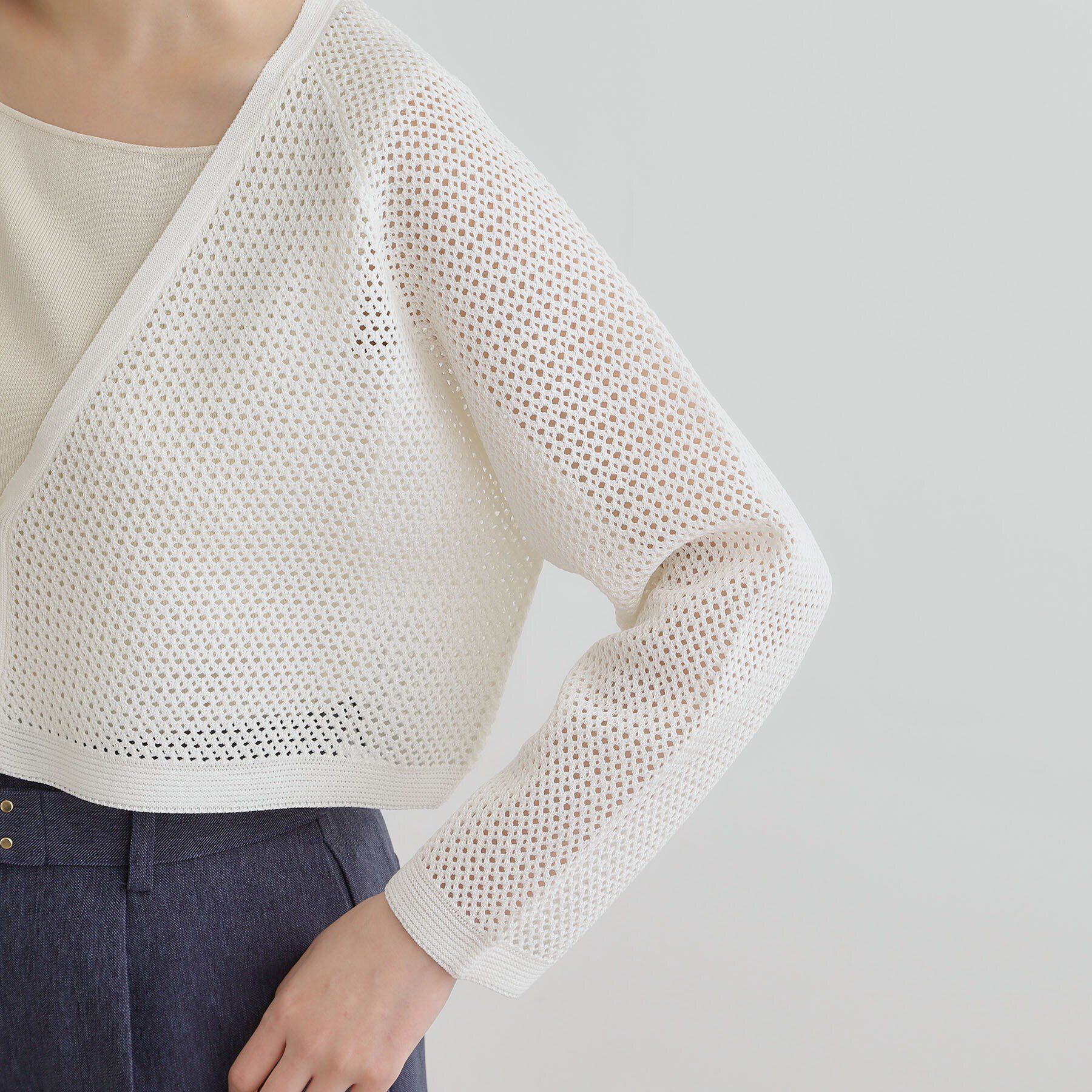 grove「ワイドスリーブメッシュカーディガン」|カーディガン|