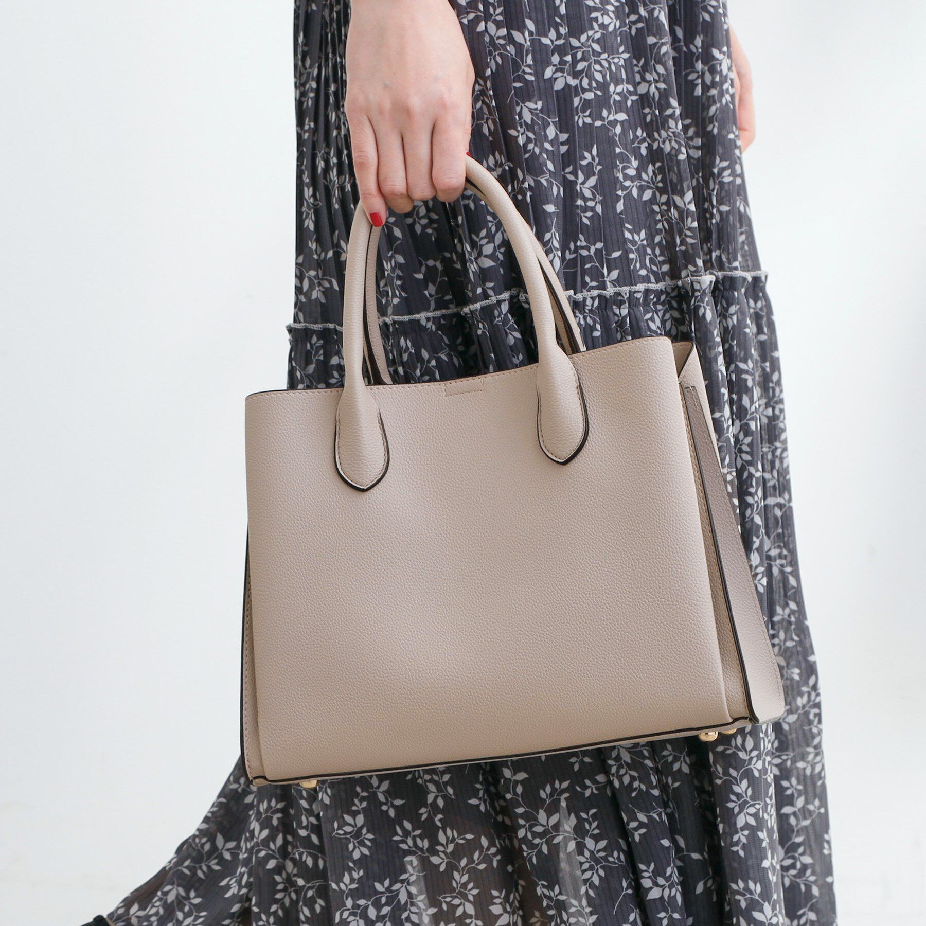 grove「【人間工学】中仕切りバイカラー2WAYトート」|トートバッグ|ライトグレー(511