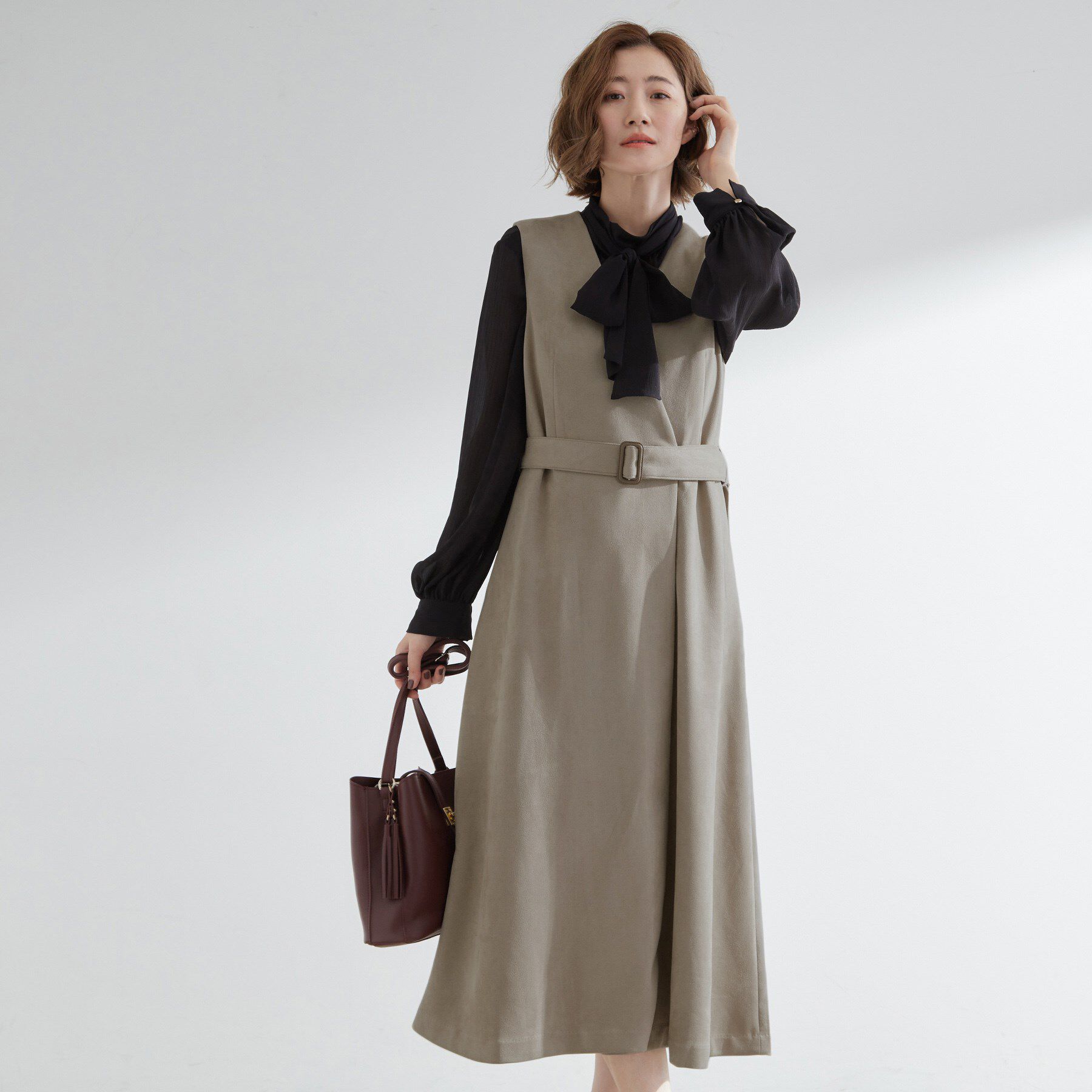 grove「【2WAY】スウェード調ジレワンピース」|ワンピース|