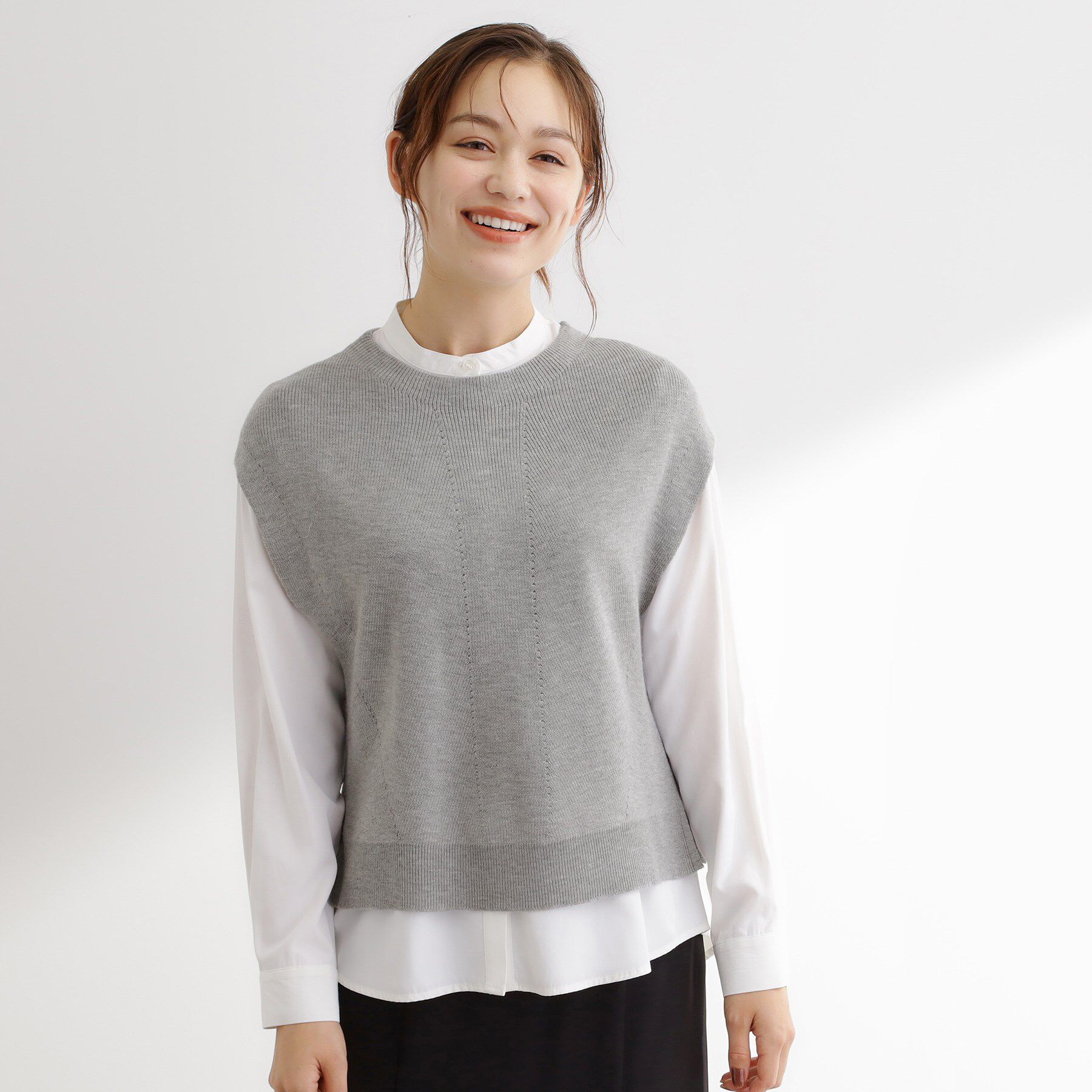 grove「ニットベスト&times;シャツセット」|その他|杢グレー(012)