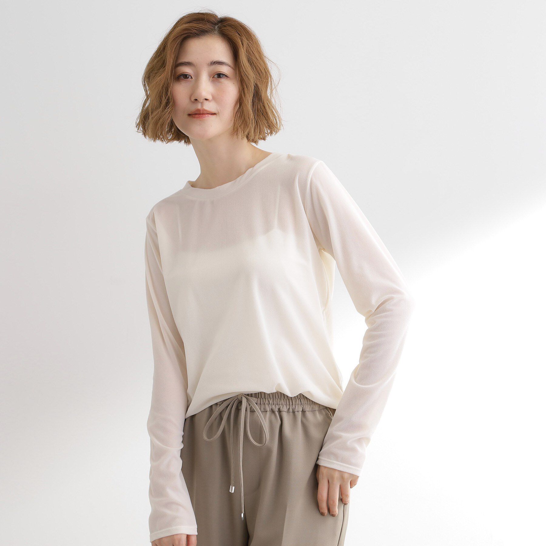 grove「シアーカットベロアロンT」|Tシャツ・カットソー|オフホワイト(003