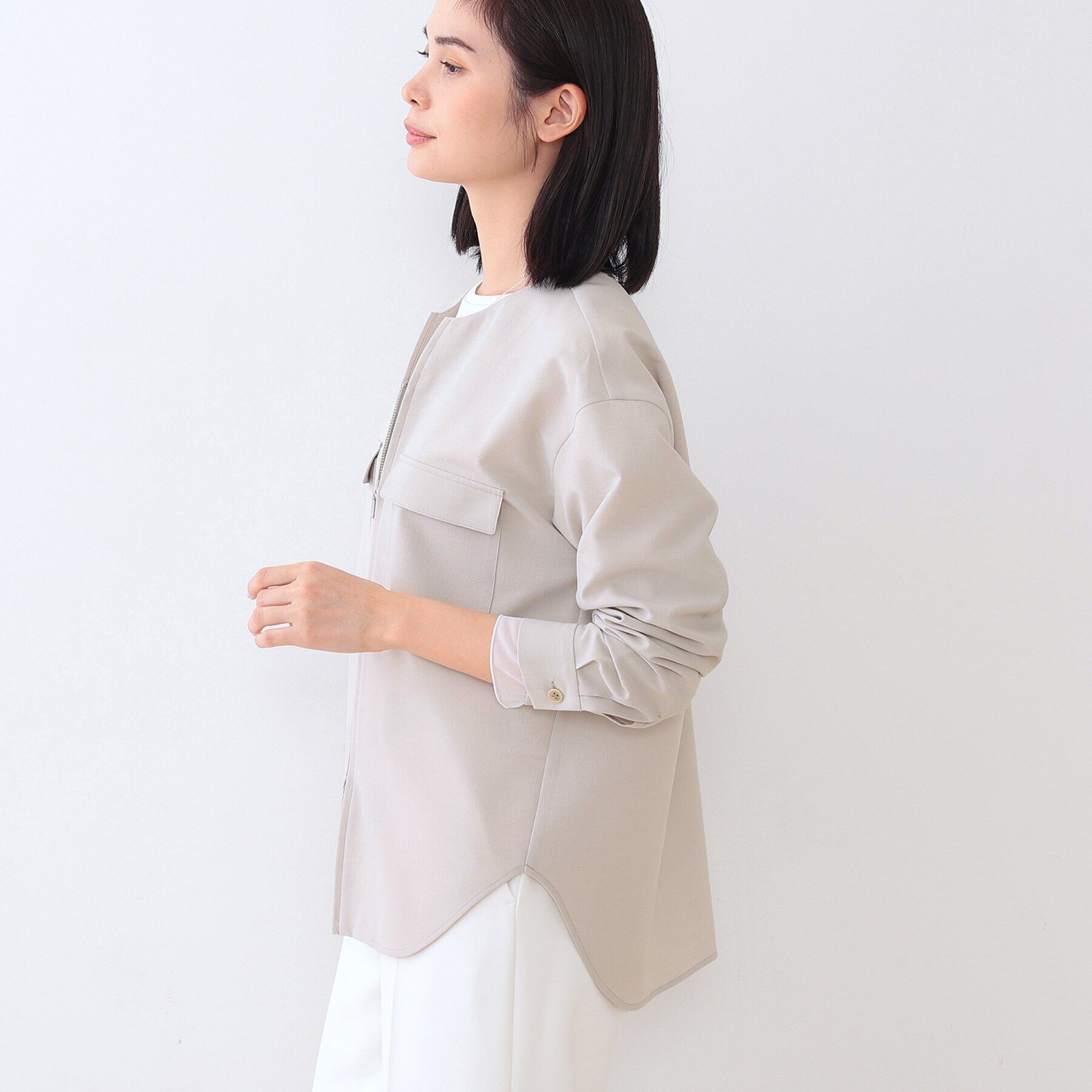 INDIVI「【洗える／SETUP可能】ダブルポケット シャツブルゾン」|シャツ・ブラウス|