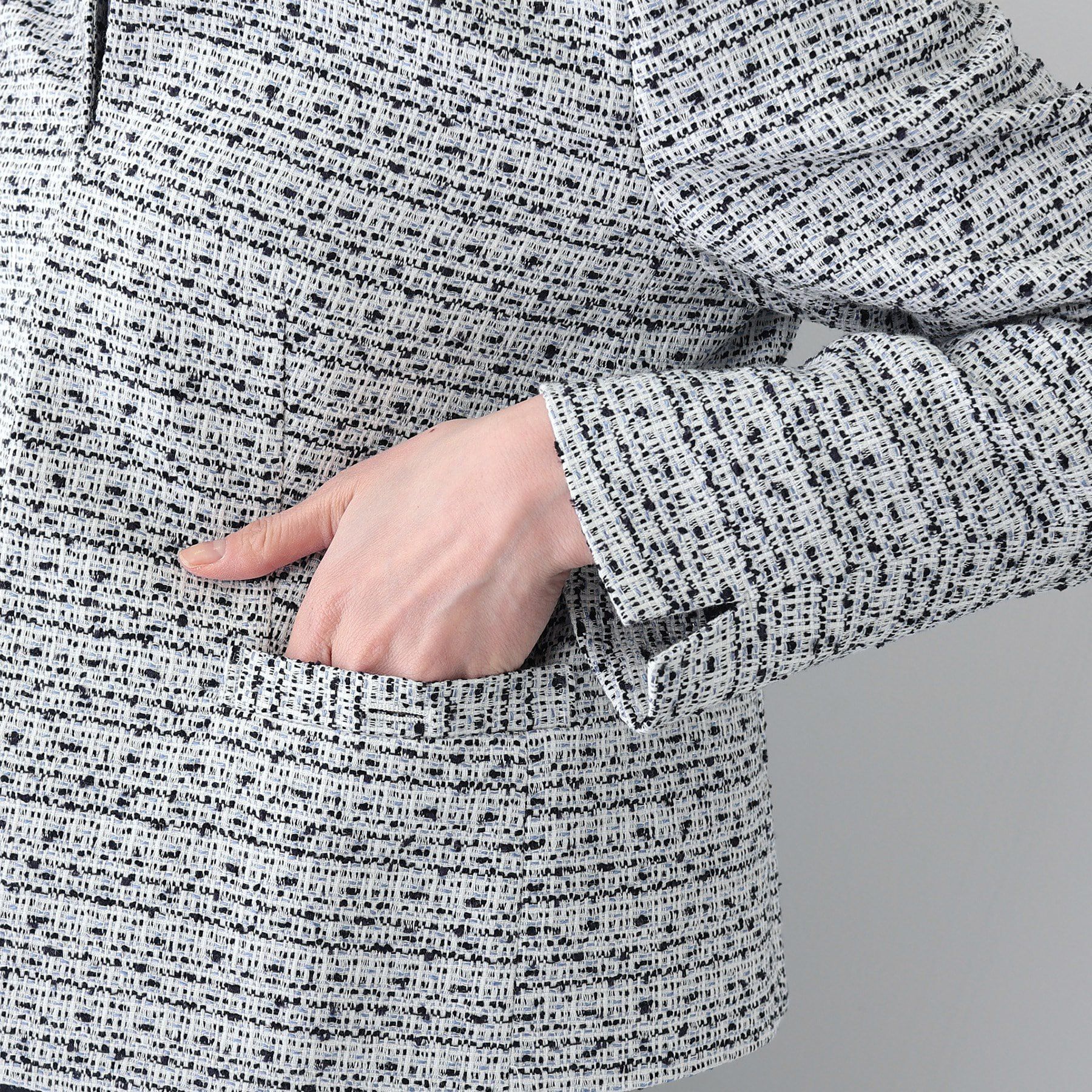 INDIVI「【華やか】ファンシーツイードジャケット」|ノーカラージャケット|