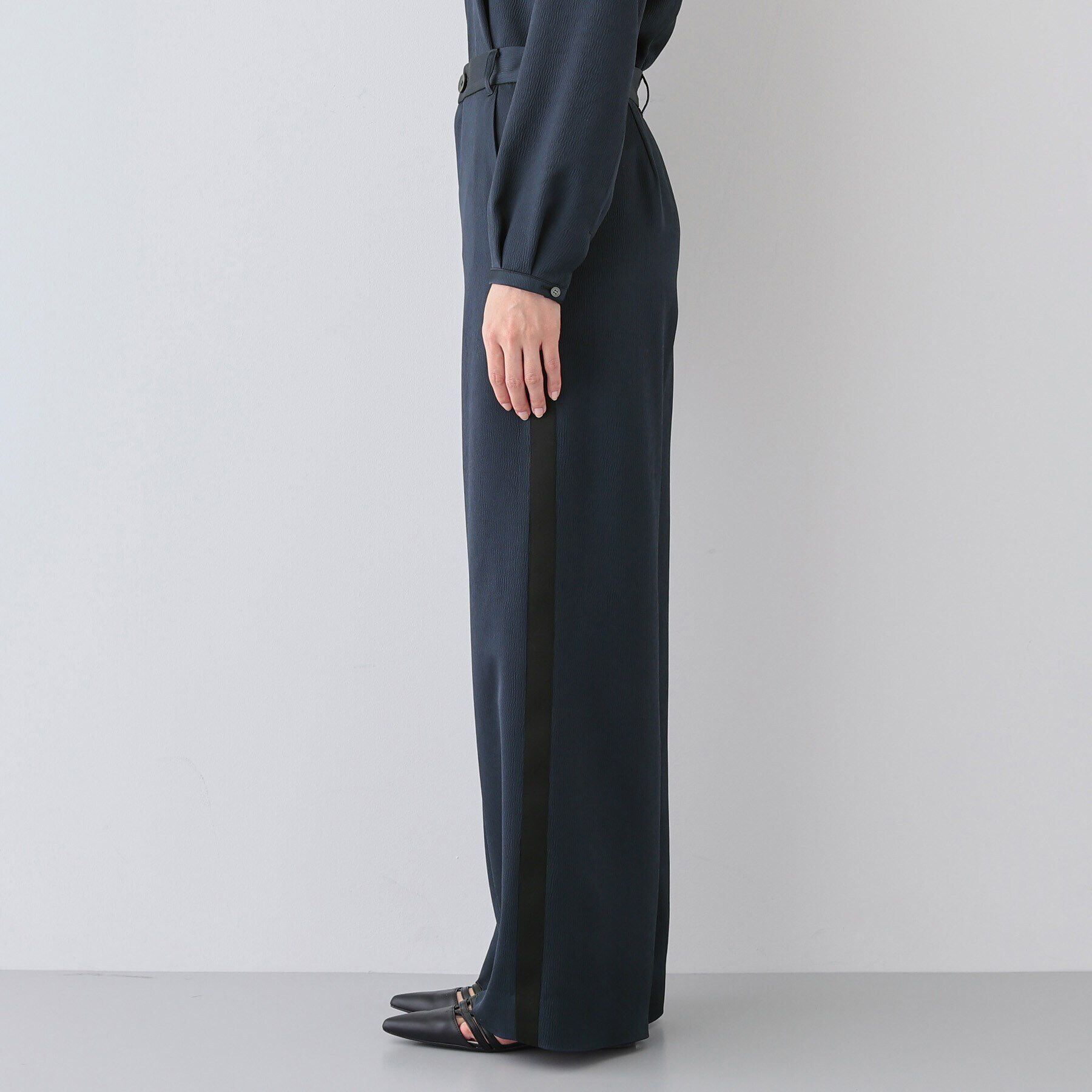 INDIVI「【日本製／SETUP可能】サイドライン ワイドパンツ」|その他|