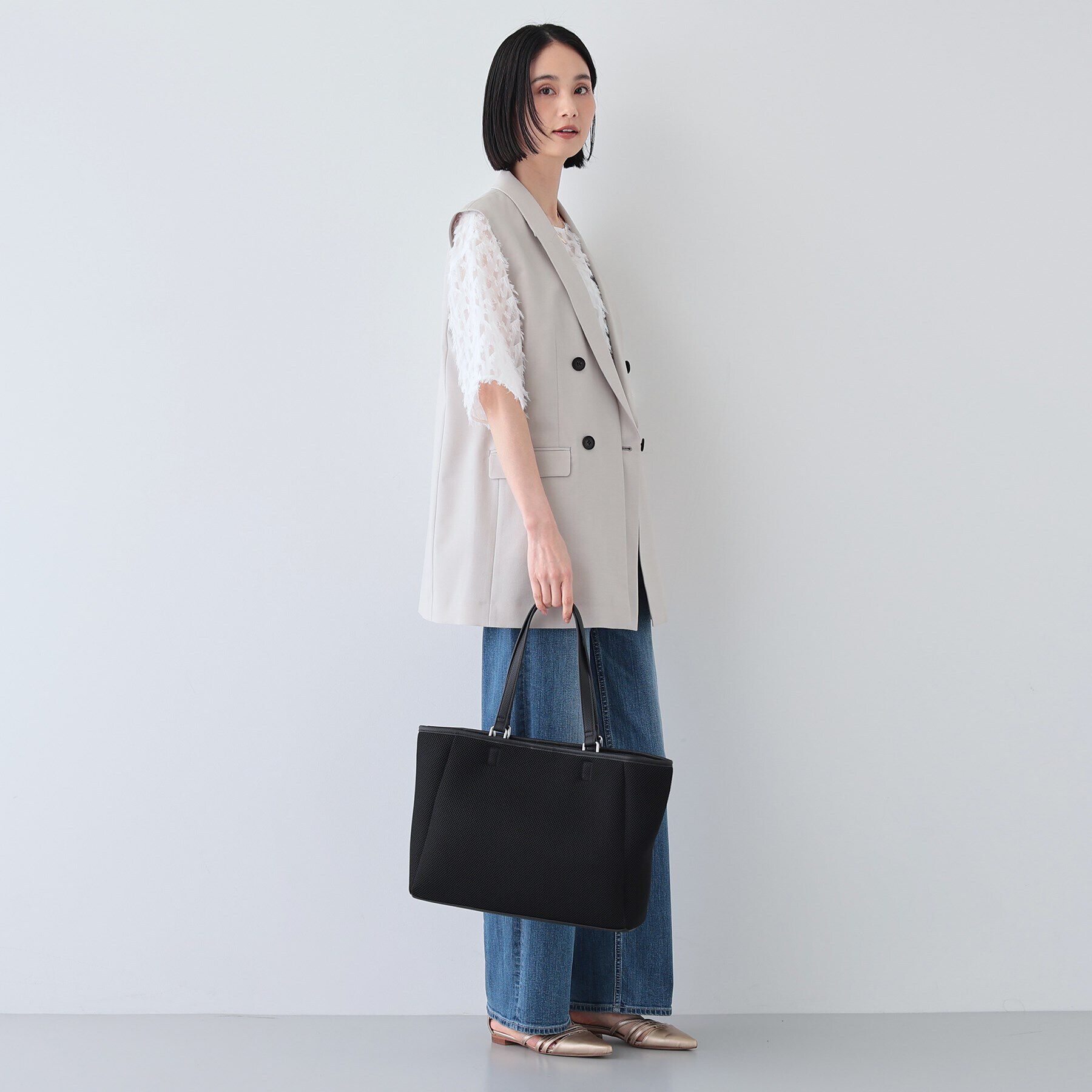 INDIVI「【A4収納可能／合皮】メッシュトートバッグ」|トートバッグ|