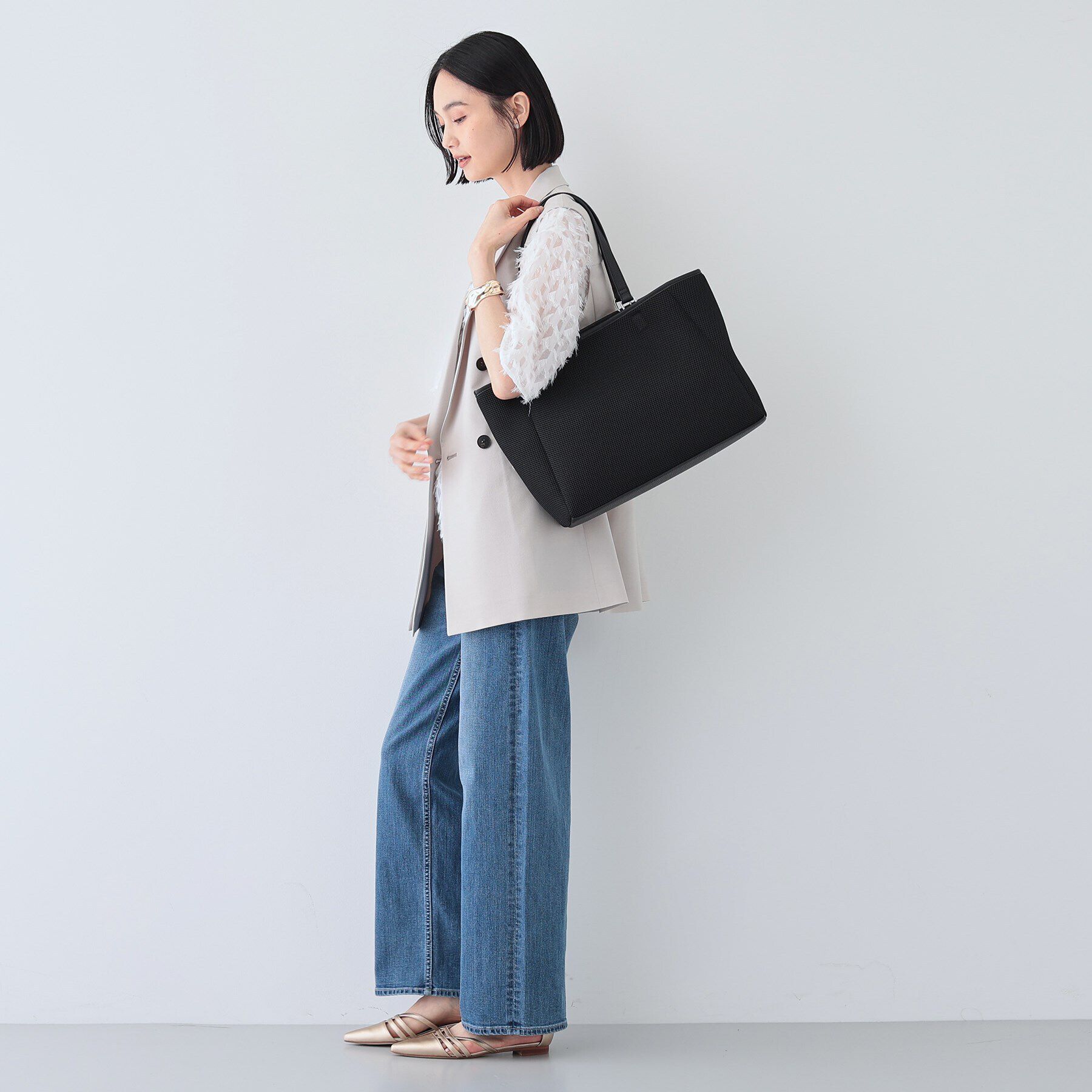 INDIVI「【A4収納可能／合皮】メッシュトートバッグ」|トートバッグ|