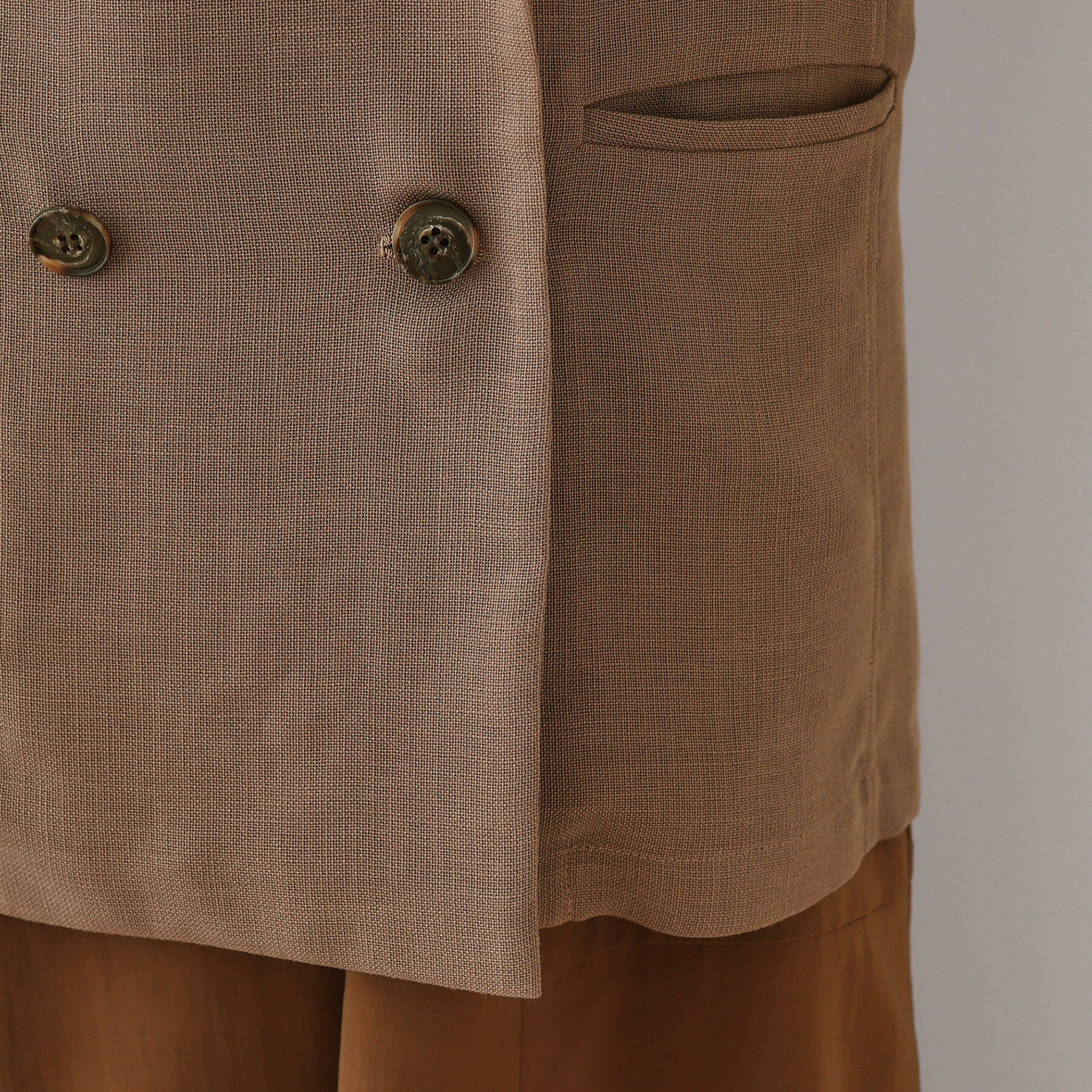 INDIVI「【洗える／メッシュ素材】リネンライク半袖ダブルジャケット」|テーラードジャケット|