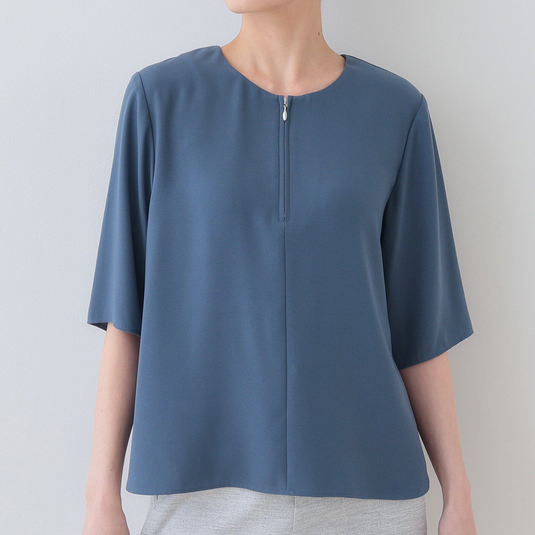 INDIVI「【洗える】ハーフジップデザインブラウス」|シャツ・ブラウス|