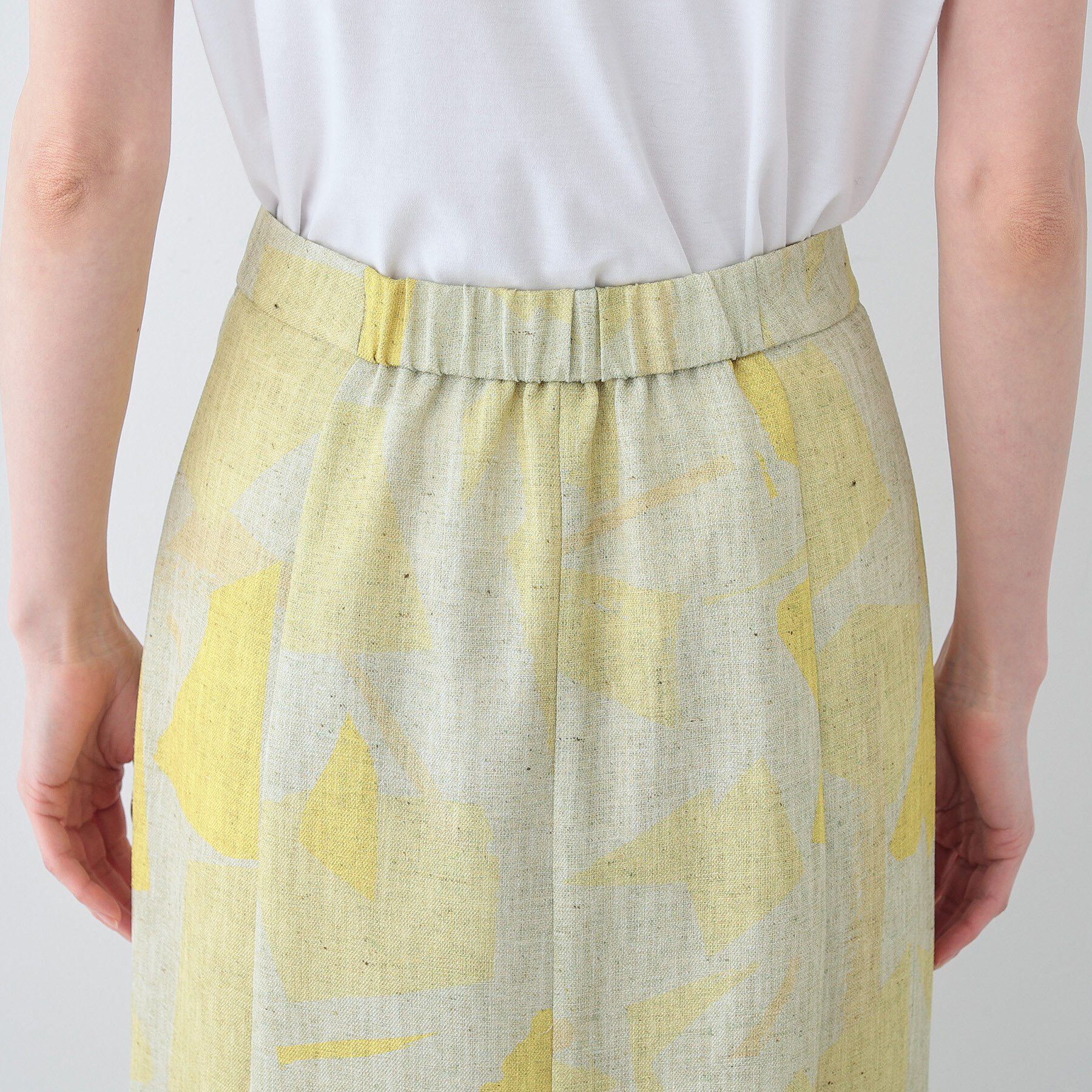 INDIVI「【洗える】リネンライク ブロッキングプリントスカート」|スカート|