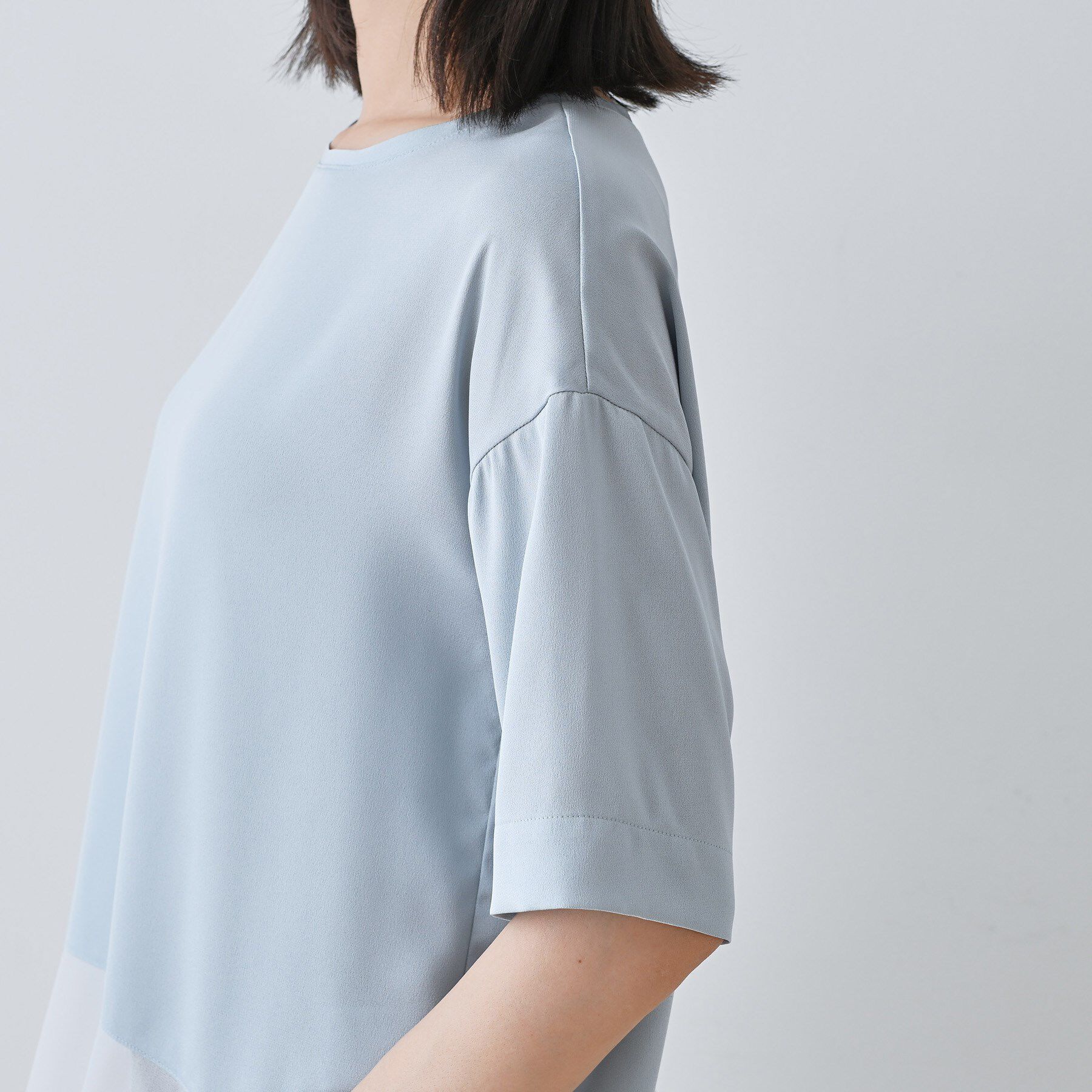 INDIVI「【洗える】裾シアー半袖トップス」|Tシャツ・カットソー|