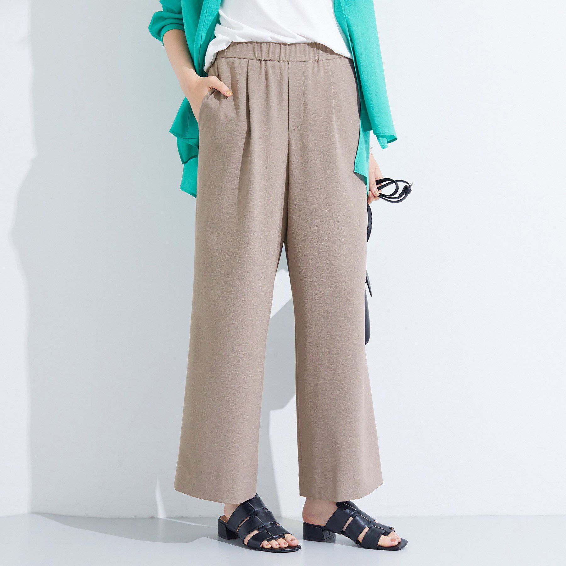 INDIVI「【UVケア／SETUP可能】エアリージョーゼット ワイドパンツ」|その他|モカブラウン(042
