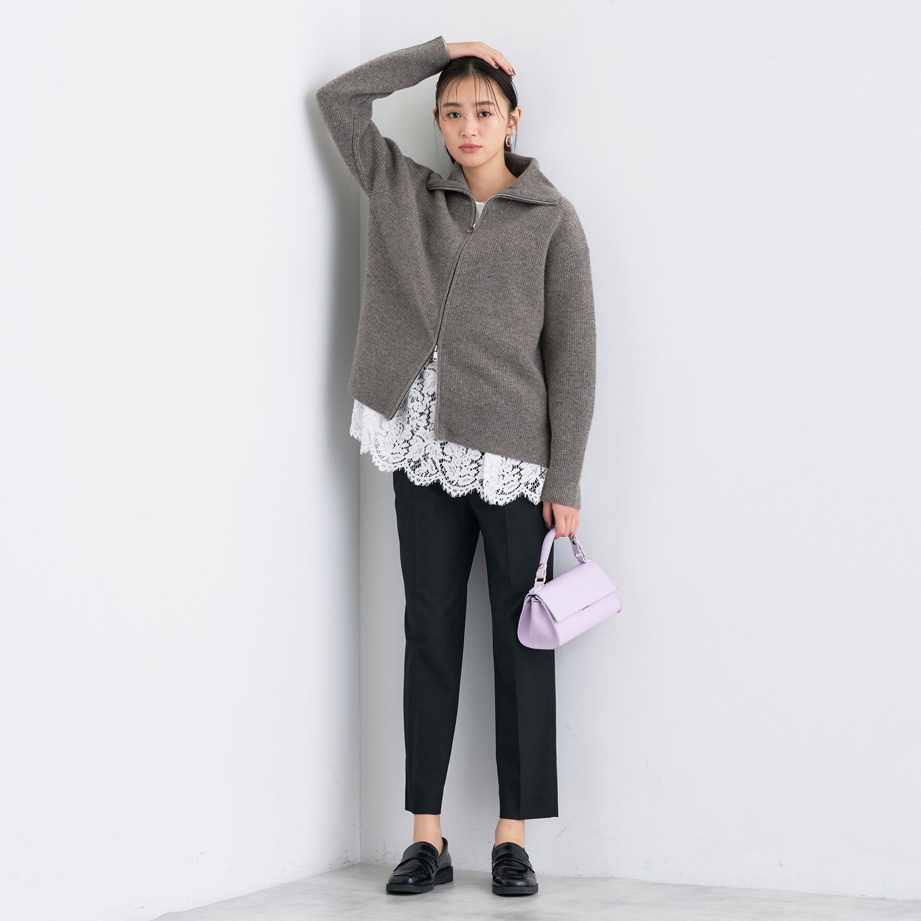 INDIVI「【洗える】カラーネップ ダブルジップカーディガン」|カーディガン|