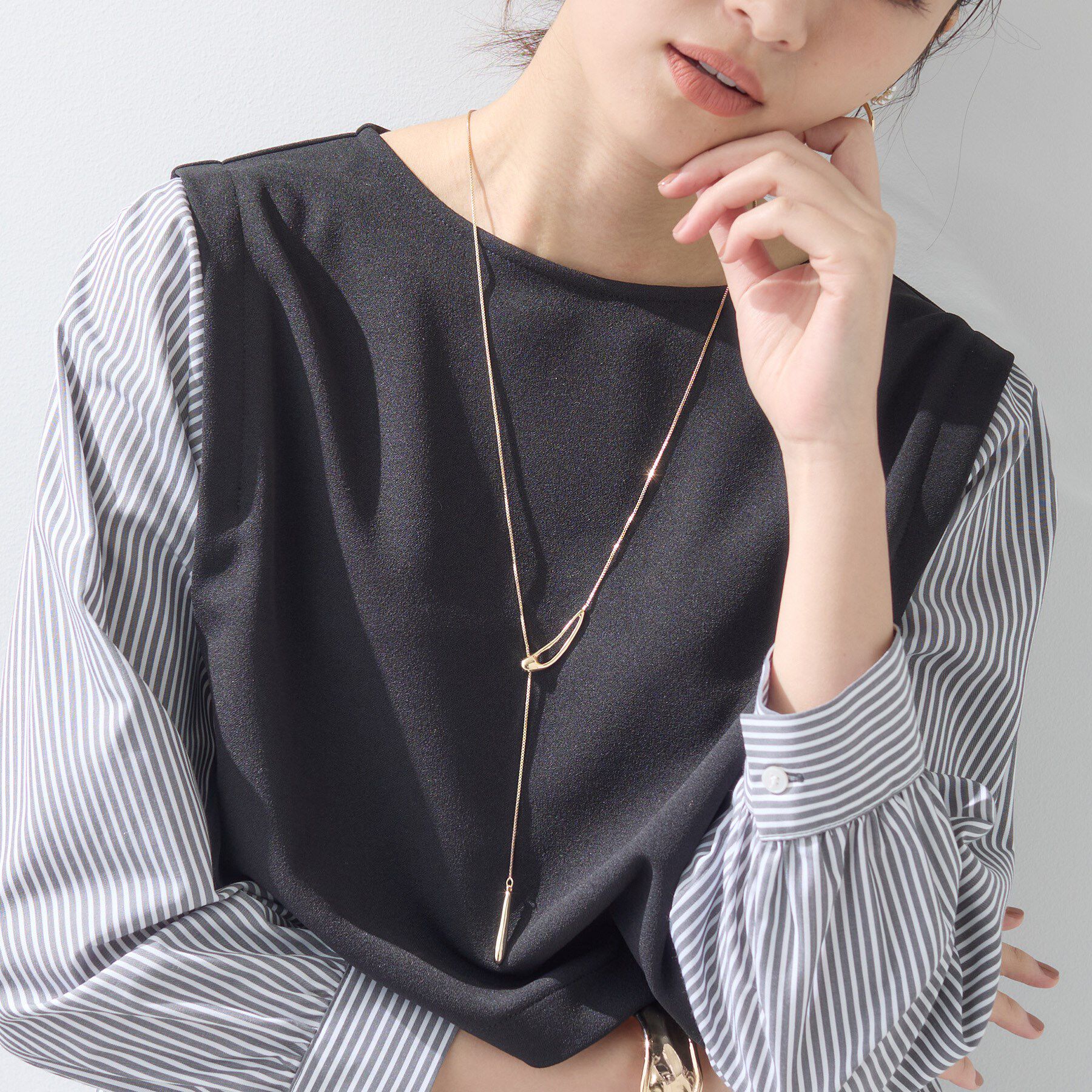 INDIVI「【フリー調整／2WAY】Y字シンプルネックレス」|ネックレス|
