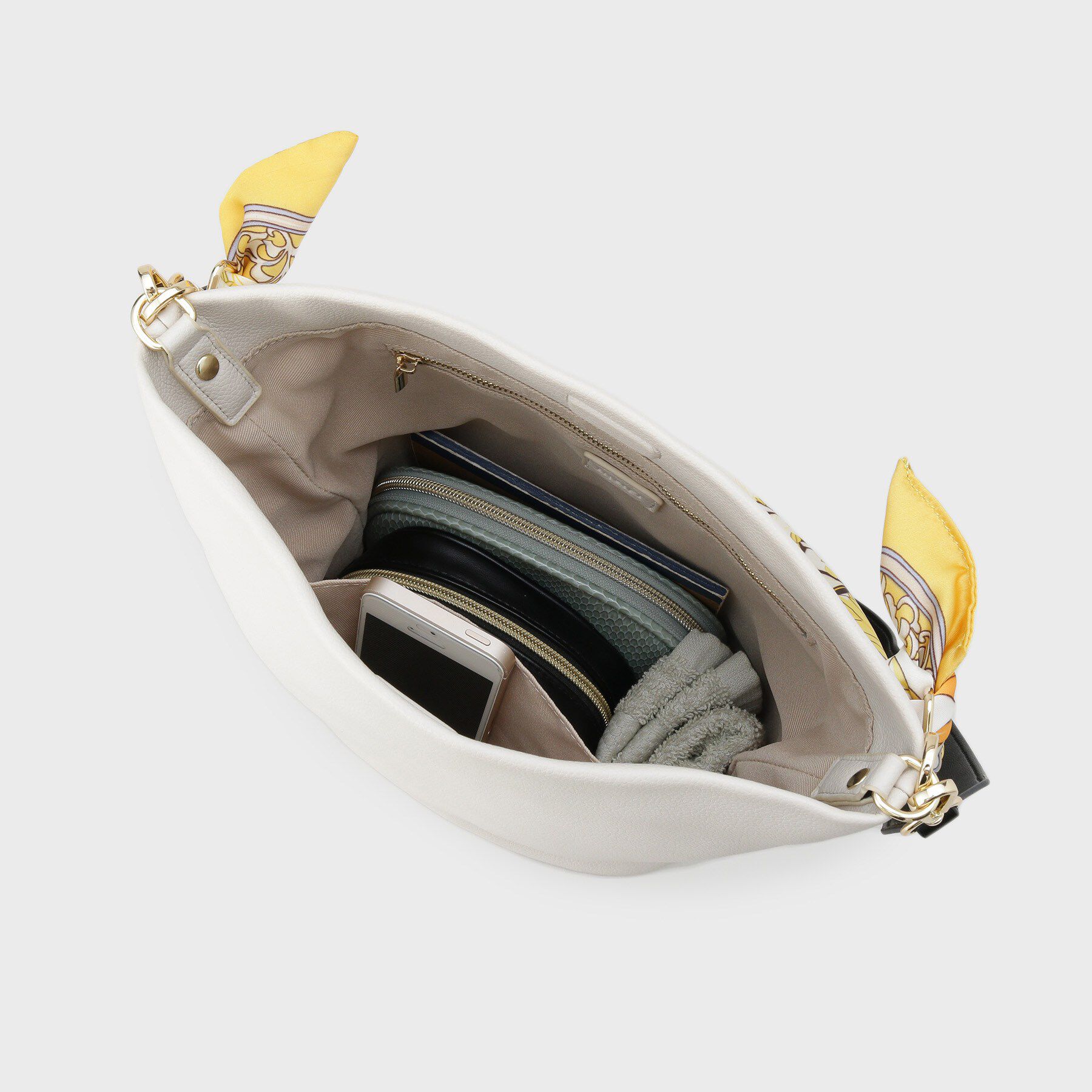 INDIVI「【ハンドル2WAY／A4収納】スカーフハンドル バケツバッグ」|ハンドバッグ|