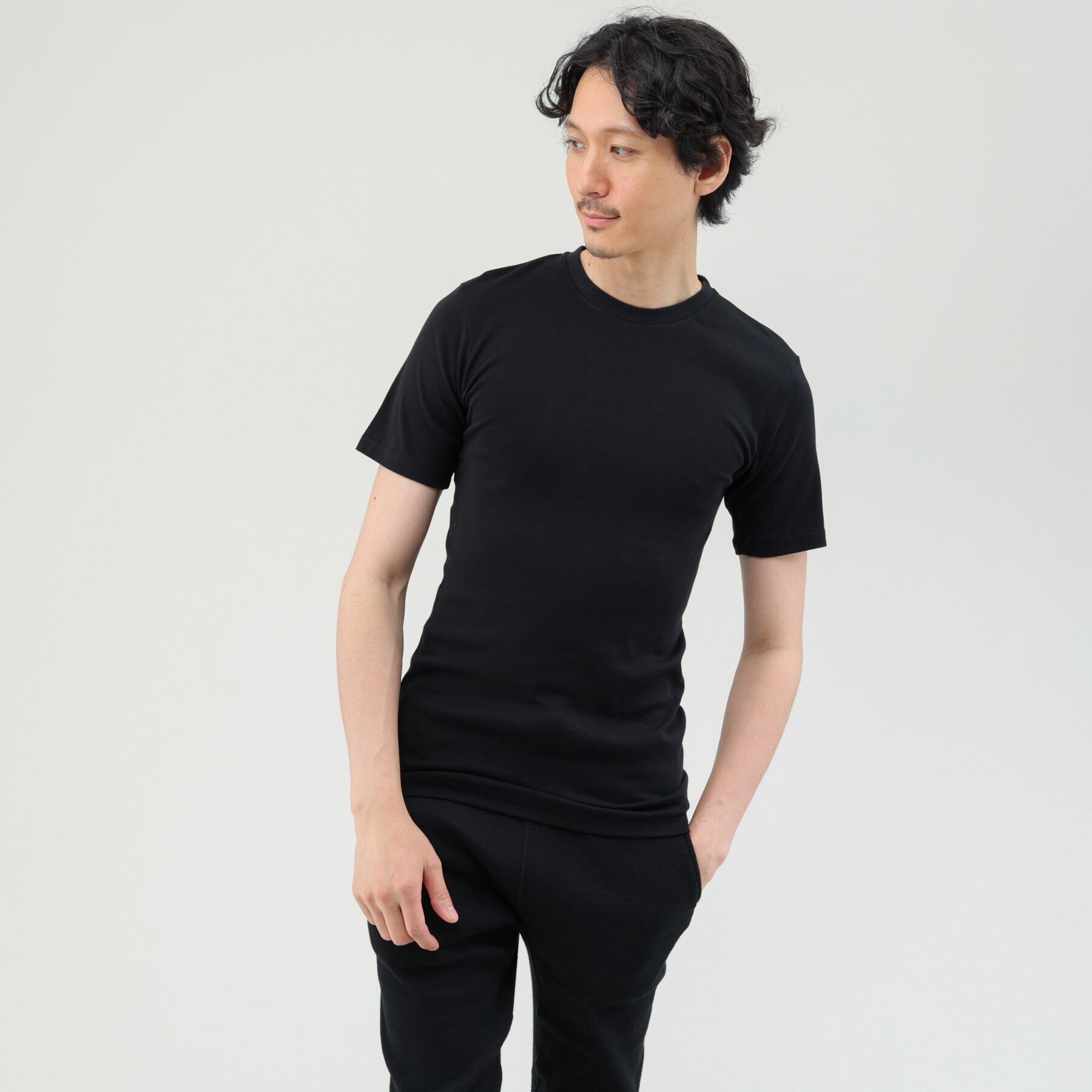TAKEO KIKUCHI「【MADE IN　JAPAN】ベーシック　半袖クルーネック Tシャツ」|ルームウェア|ブラック(019)