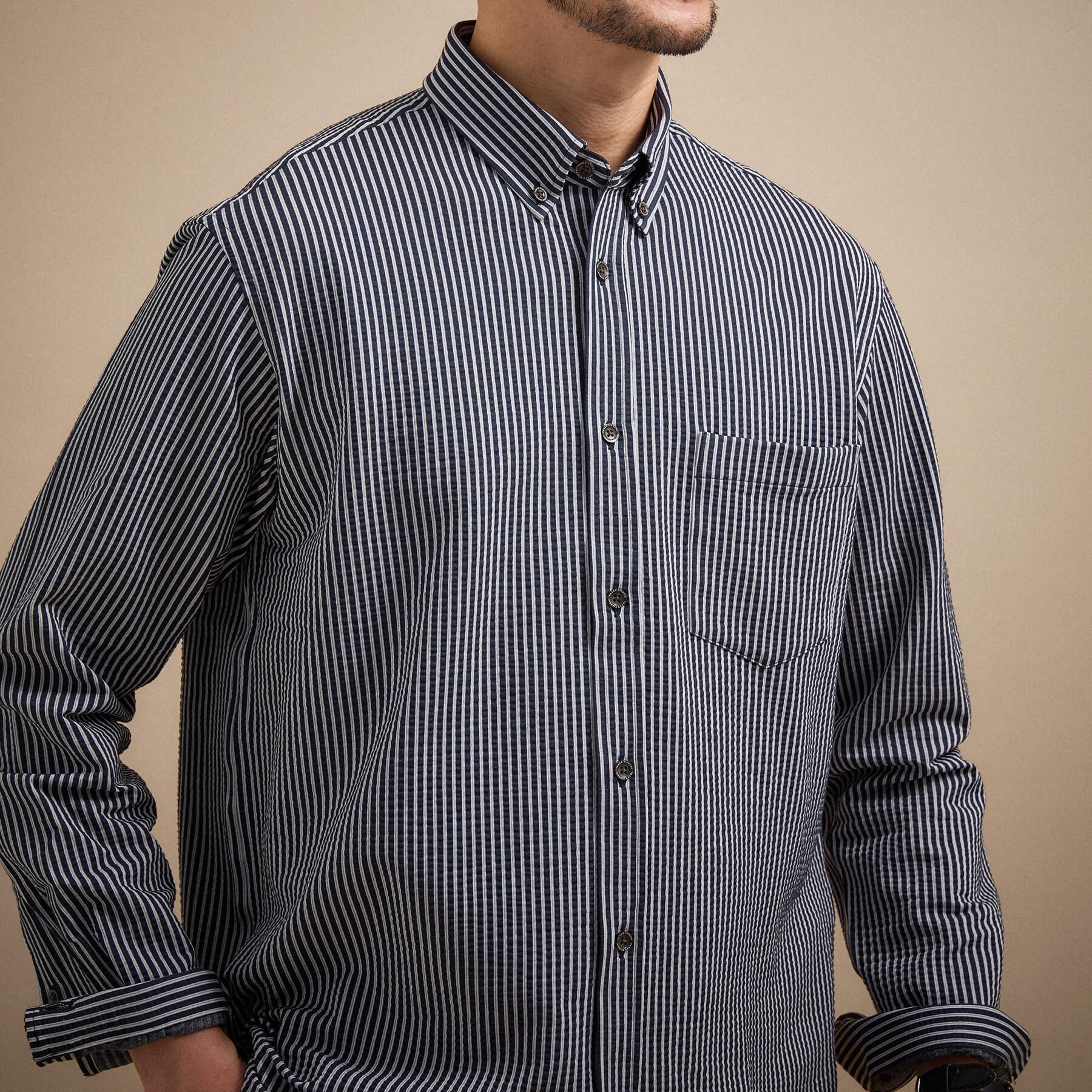 TAKEO KIKUCHI「【抗菌防臭/シーズンレス】シアサッカー ジャージシャツ」|シャツ・ブラウス|