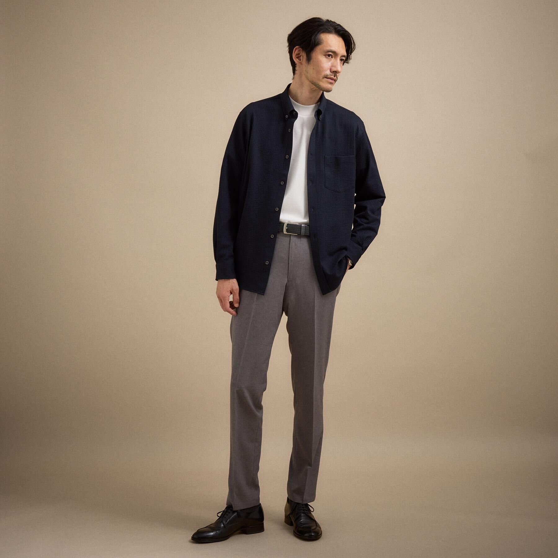 TAKEO KIKUCHI「【抗菌防臭/シーズンレス】シアサッカー ジャージシャツ」|シャツ・ブラウス|