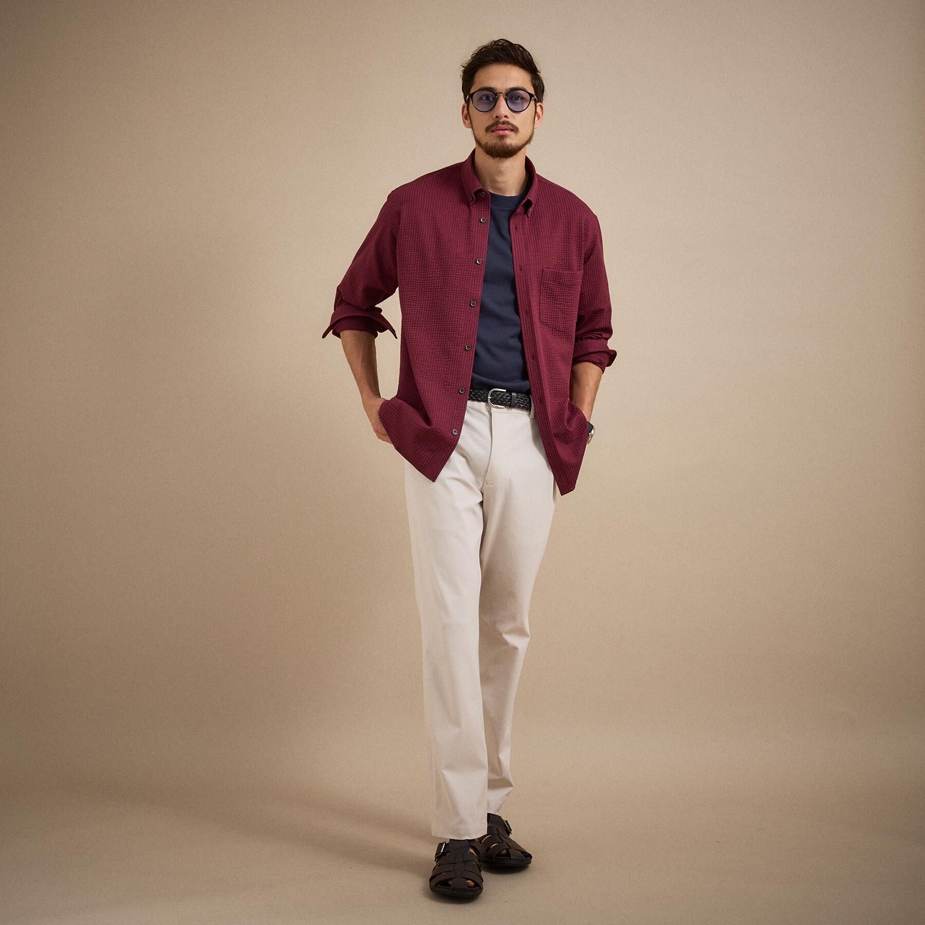 TAKEO KIKUCHI「【抗菌防臭/シーズンレス】シアサッカー ジャージシャツ」|シャツ・ブラウス|