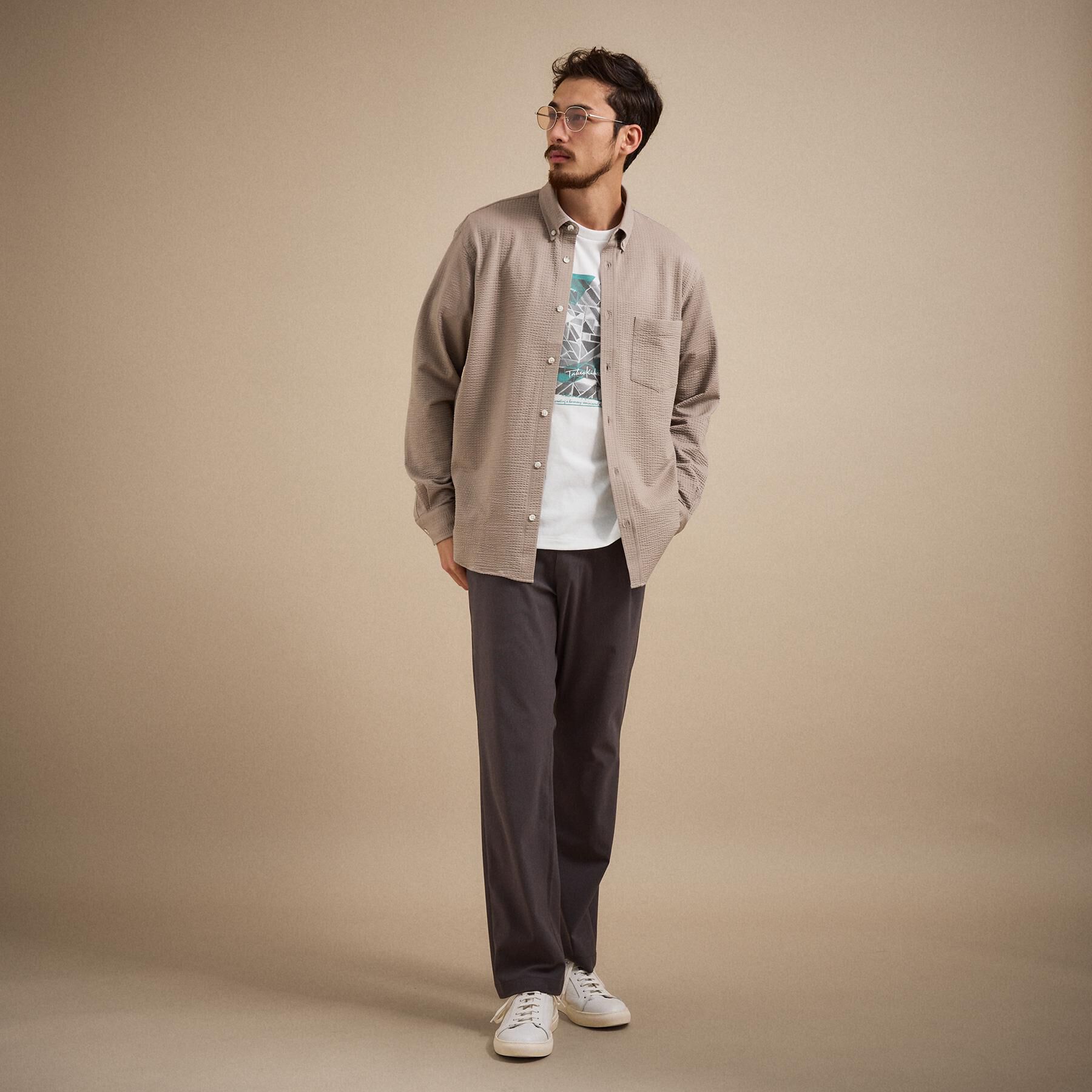 TAKEO KIKUCHI「【抗菌防臭/シーズンレス】シアサッカー ジャージシャツ」|シャツ・ブラウス|