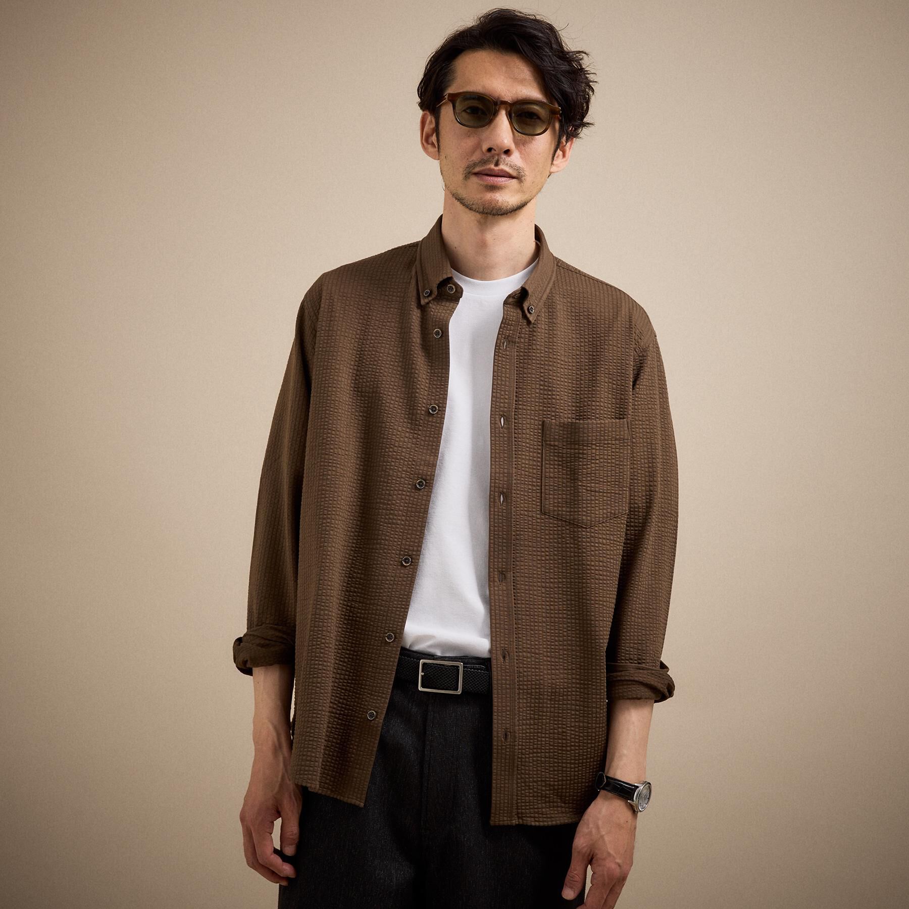 TAKEO KIKUCHI「【抗菌防臭/シーズンレス】シアサッカー ジャージシャツ」|シャツ・ブラウス|