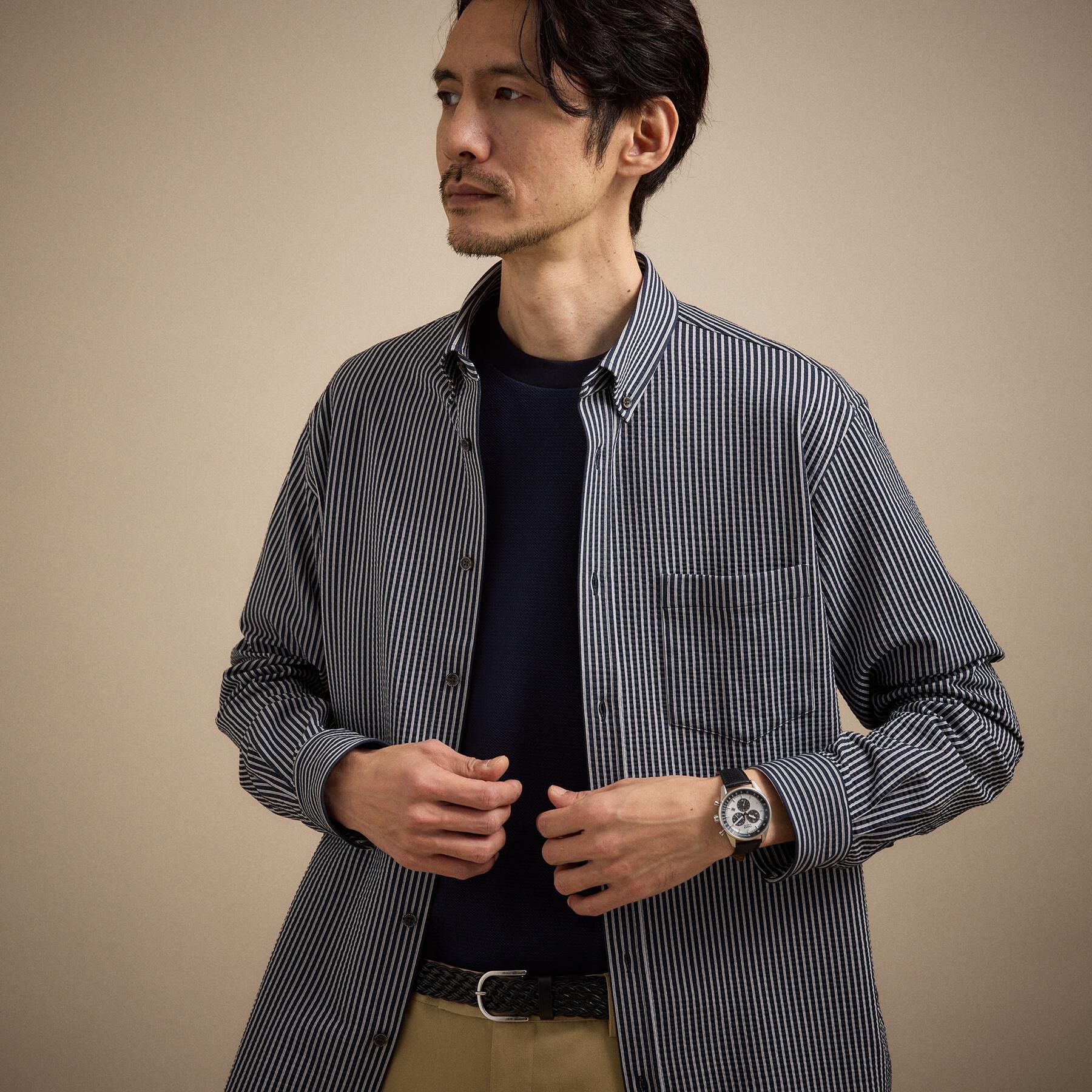 TAKEO KIKUCHI「【抗菌防臭/シーズンレス】シアサッカー ジャージシャツ」|シャツ・ブラウス|